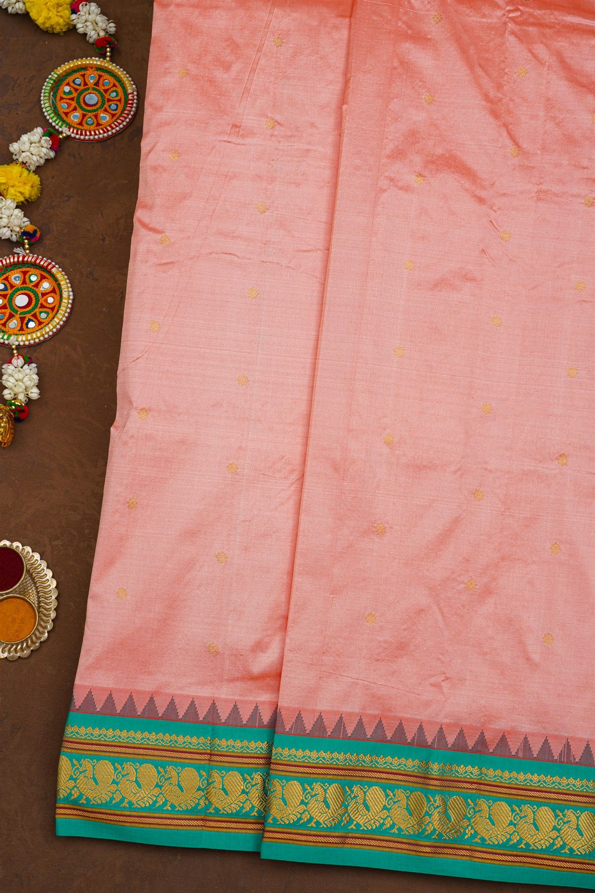 Narayanpet Silk Peach Saree