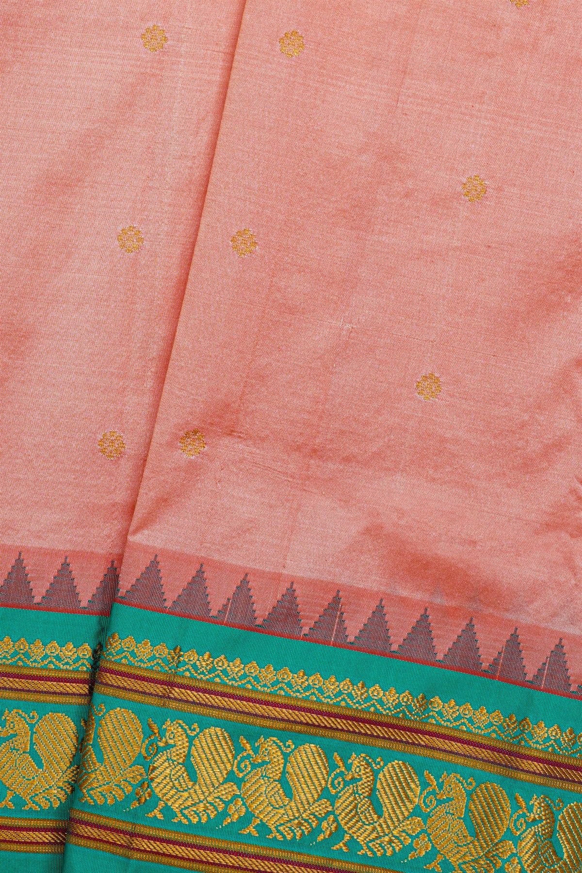 Narayanpet Silk Peach Saree