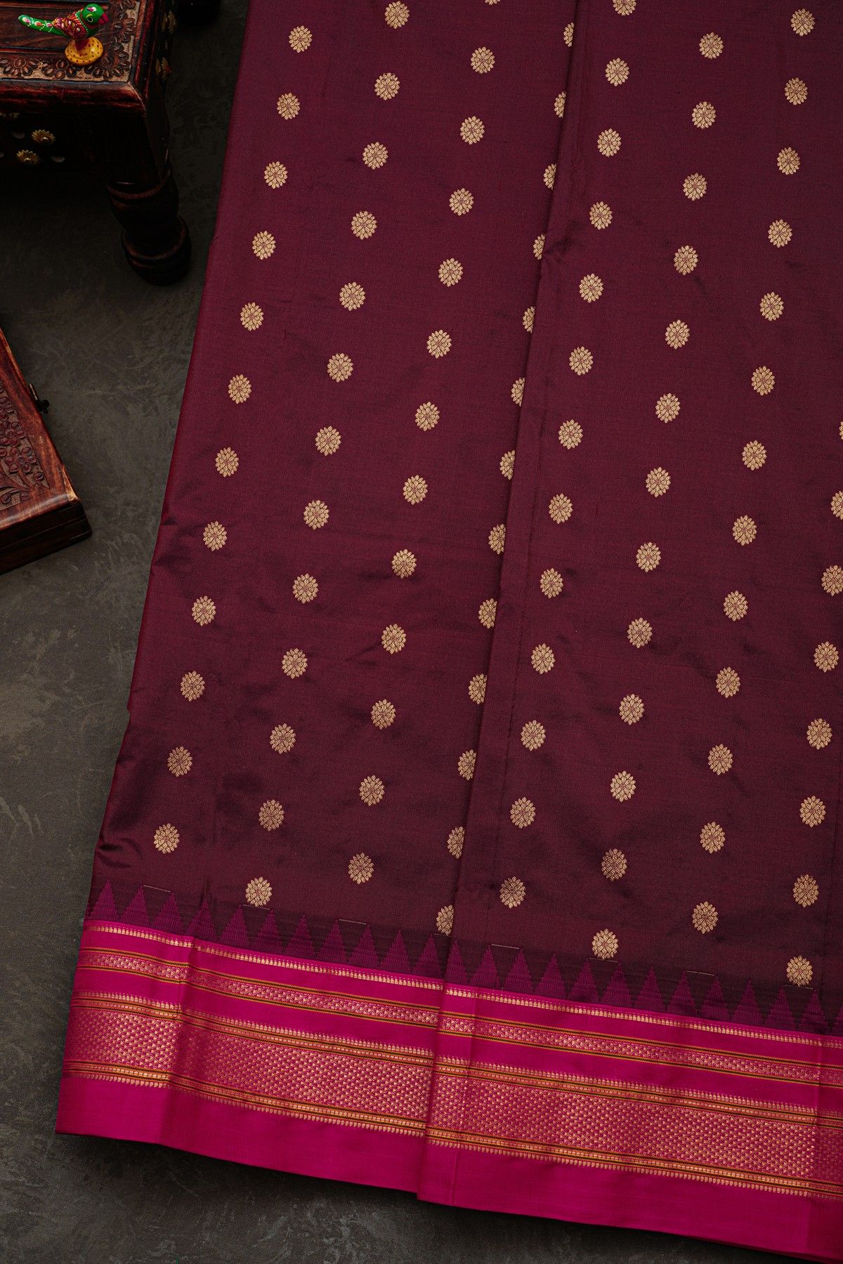 Narayanpet Silk Maroon Saree