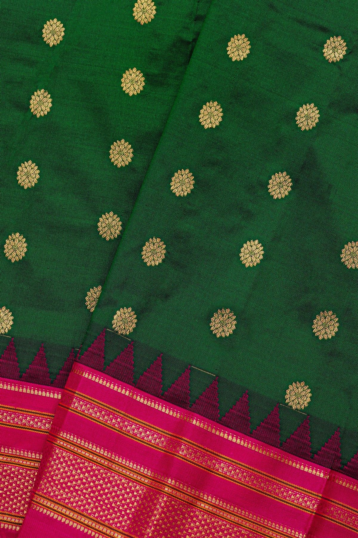 Narayanpet Silk Bottle Green Saree