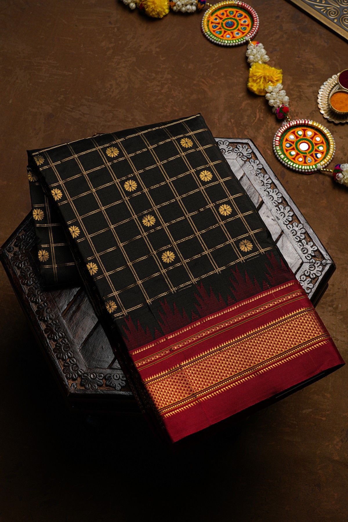 Narayanpet Silk Black Saree