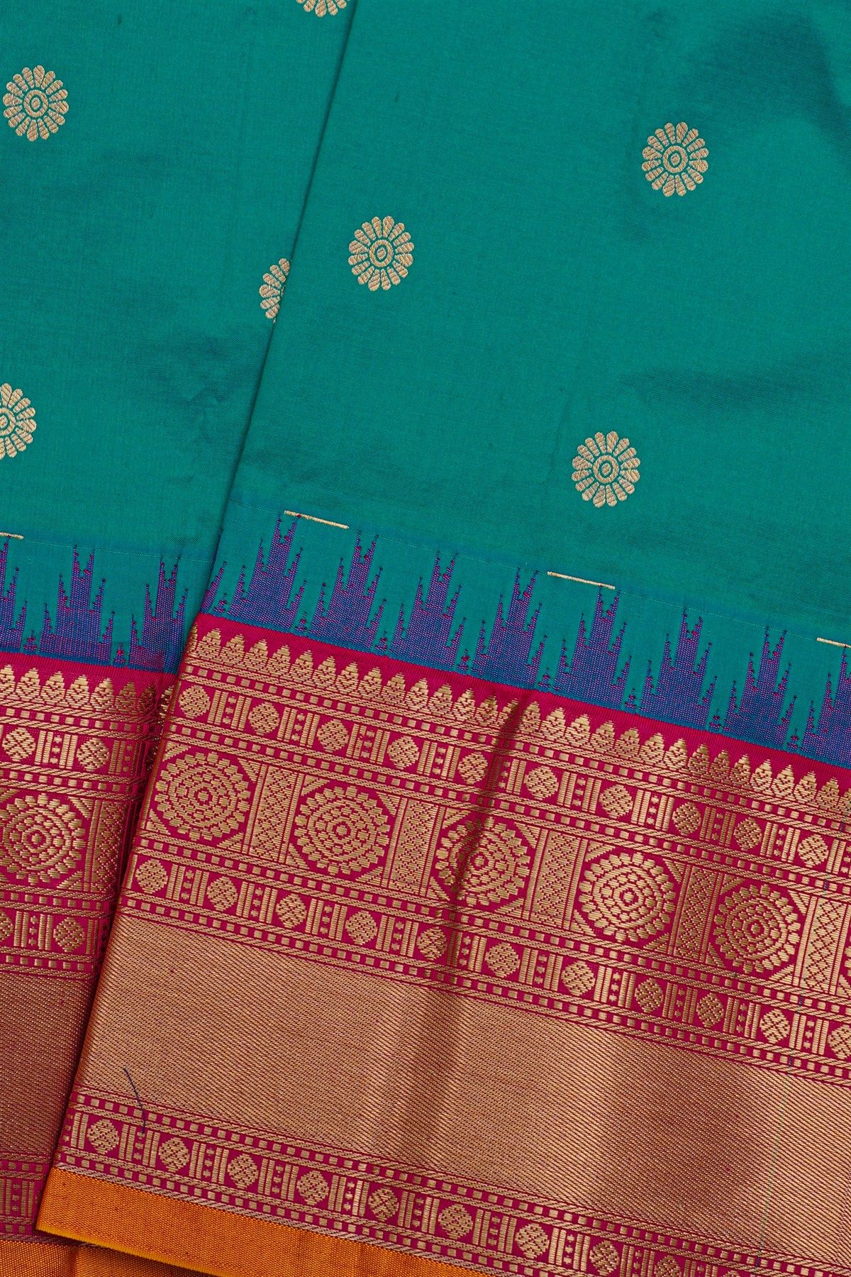 Narayanpet Silk Rama Green Saree