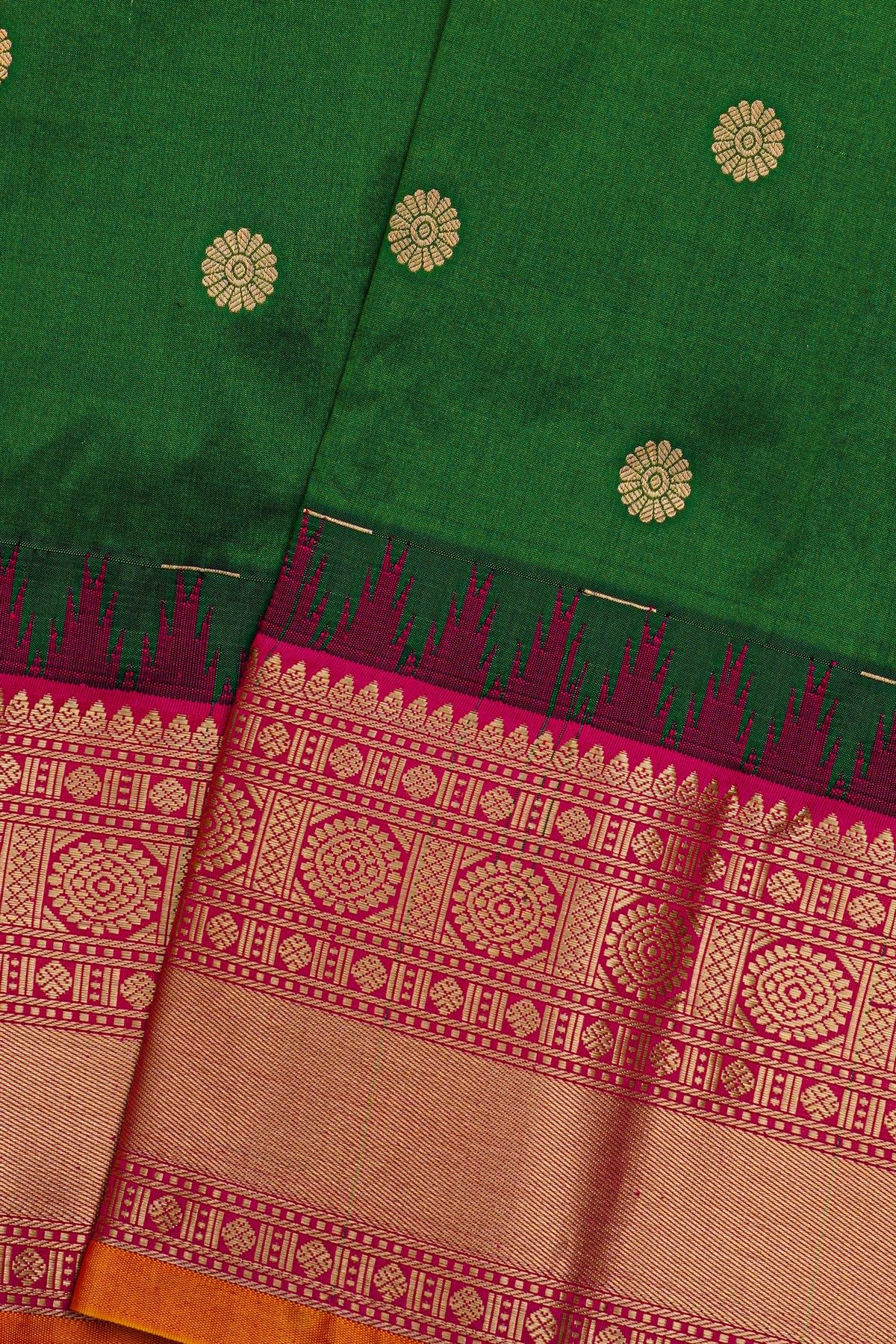Narayanpet Silk Bottle Green Saree
