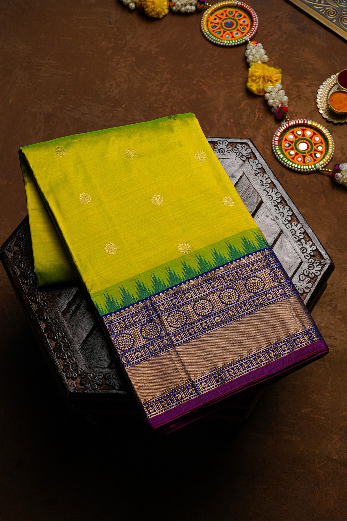 Narayanpet Silk Parrot Green Saree
