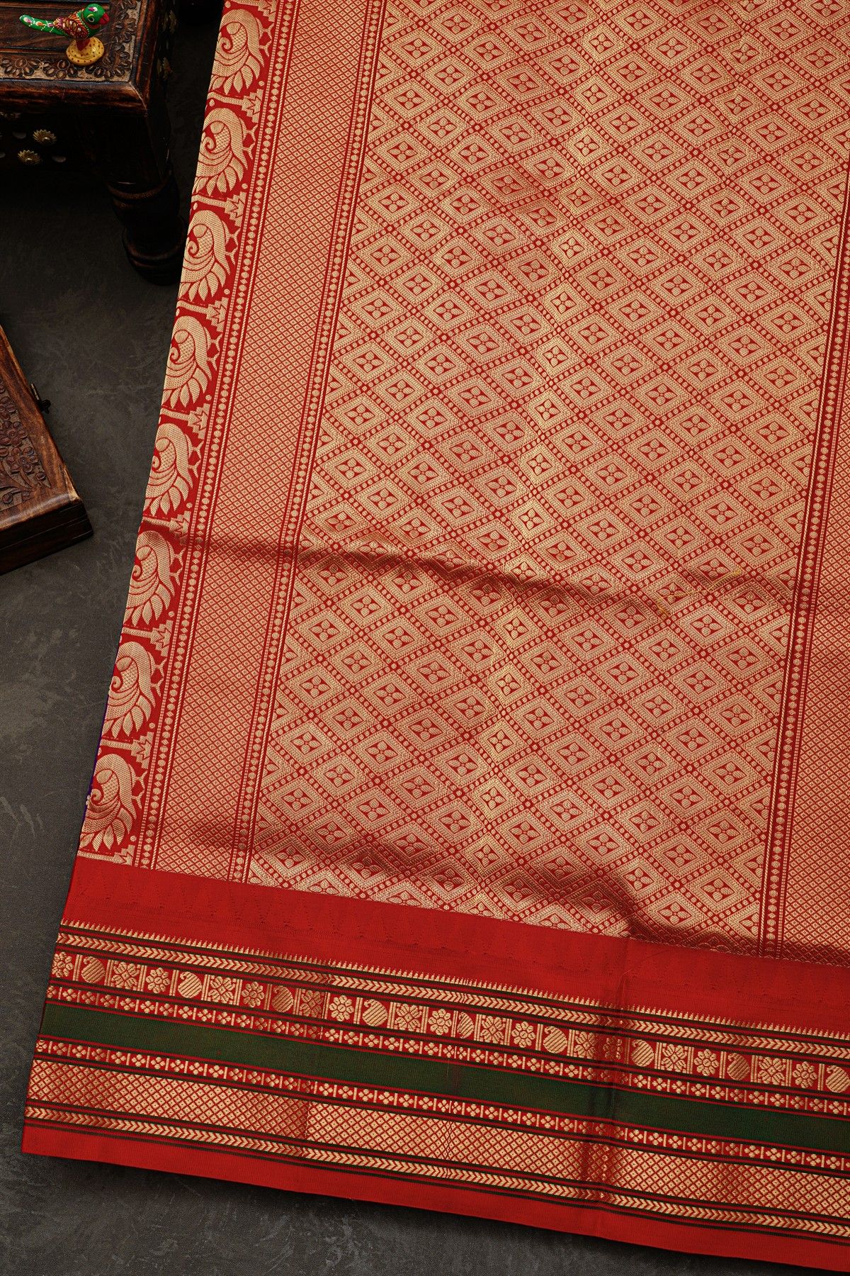 Narayanpet Silk Purple Zari Checks Saree