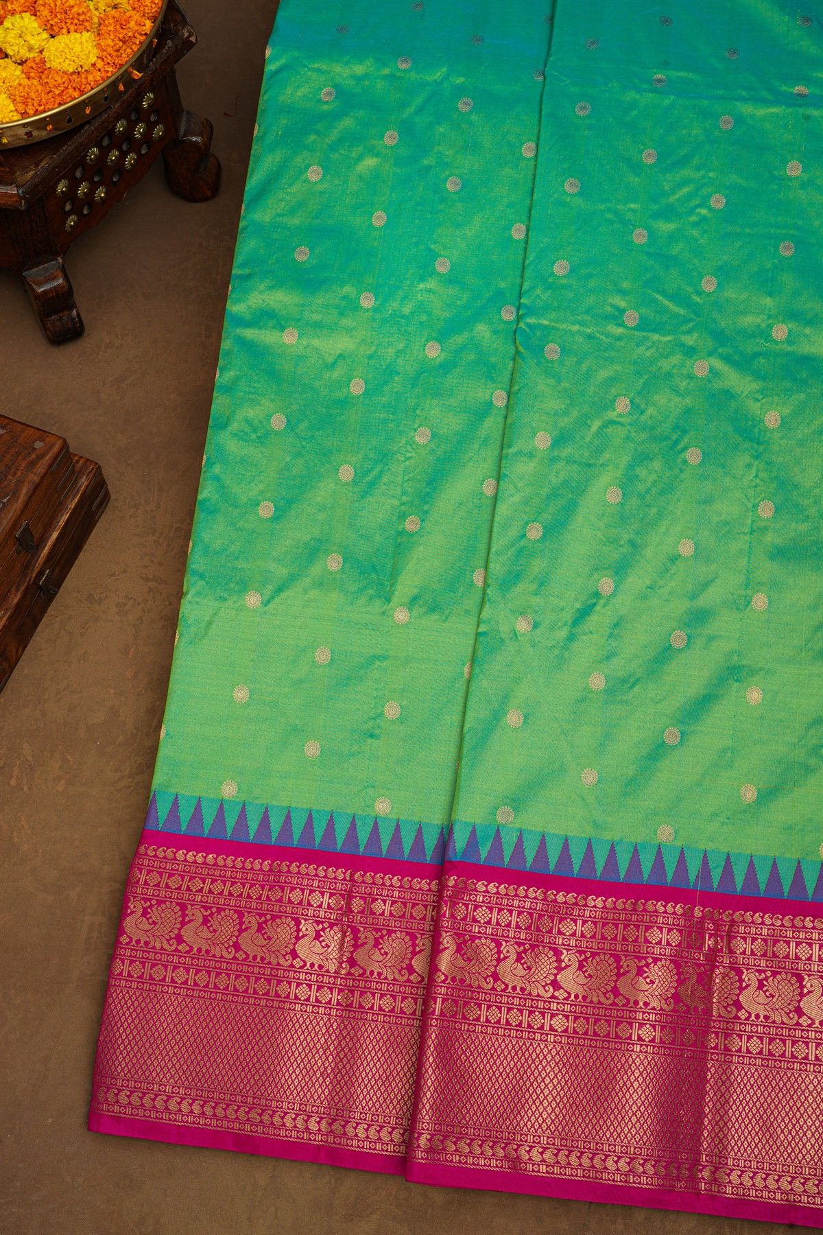 Narayanpet Silk Sea Green Saree