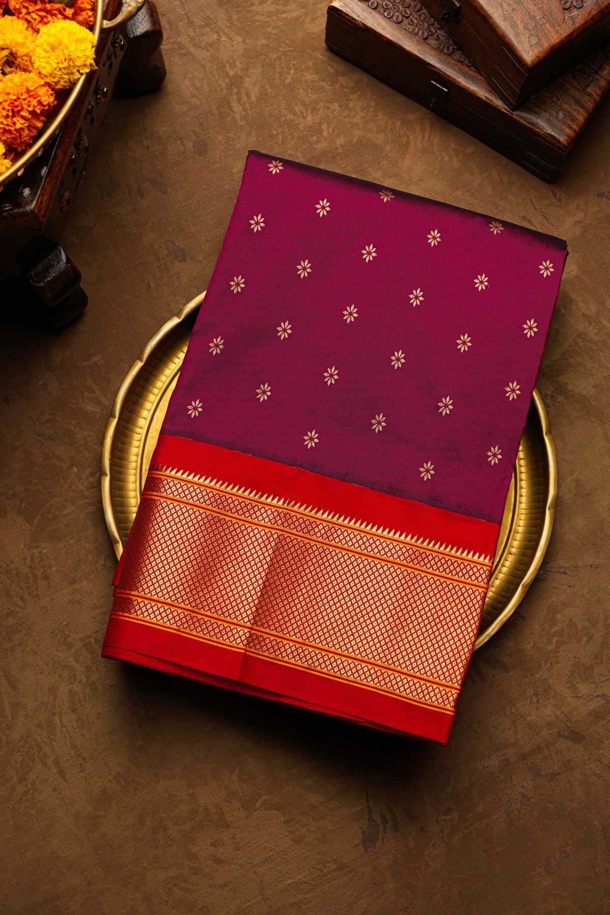 Narayanpet Silk Wine Saree