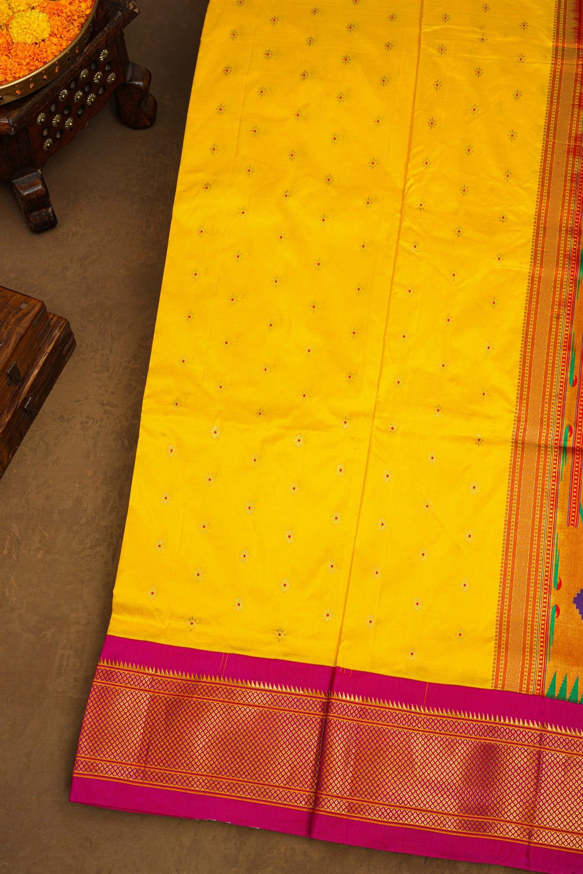 Narayanpet Silk Yellow Saree