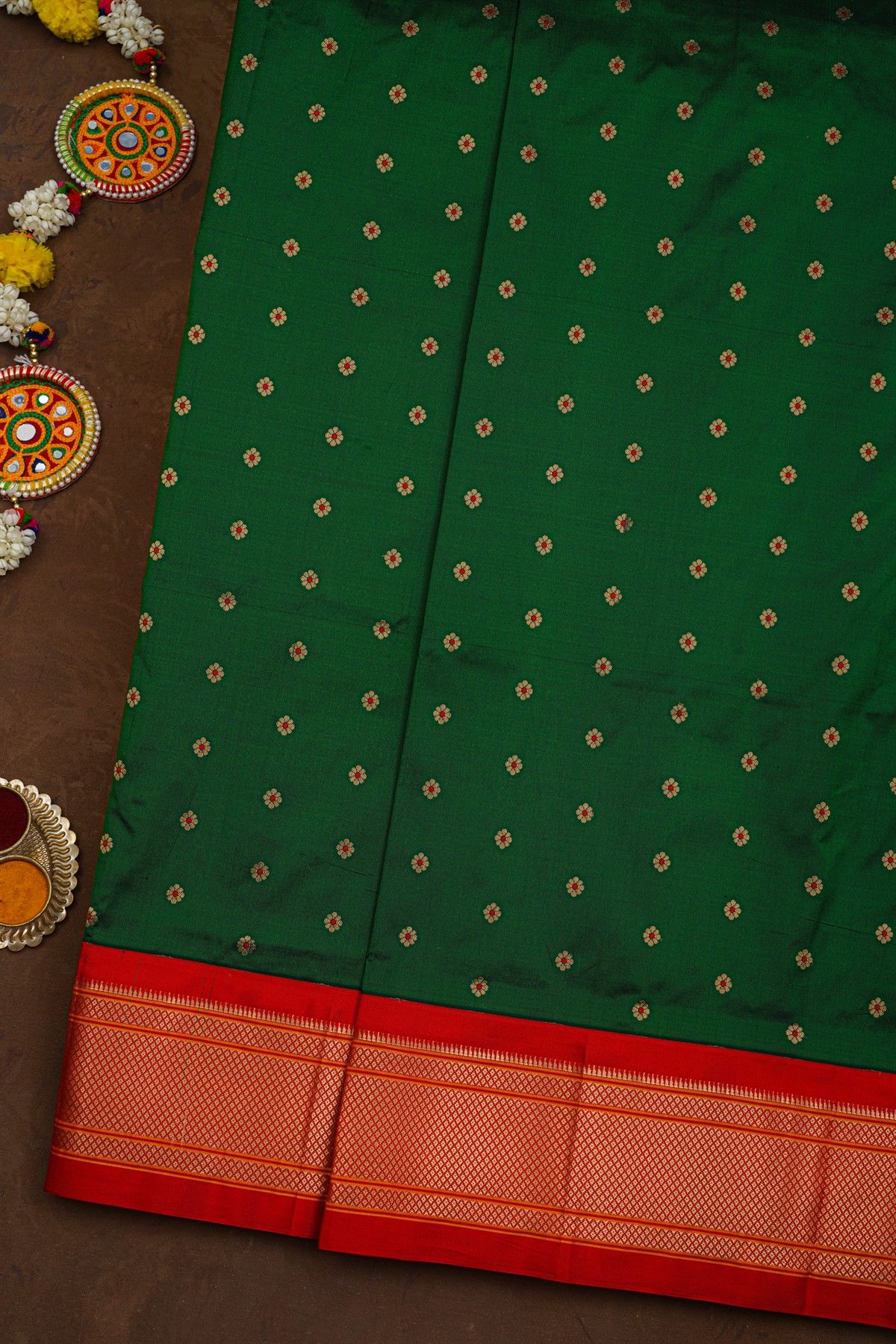 Narayanpet Silk Bottle Green Saree