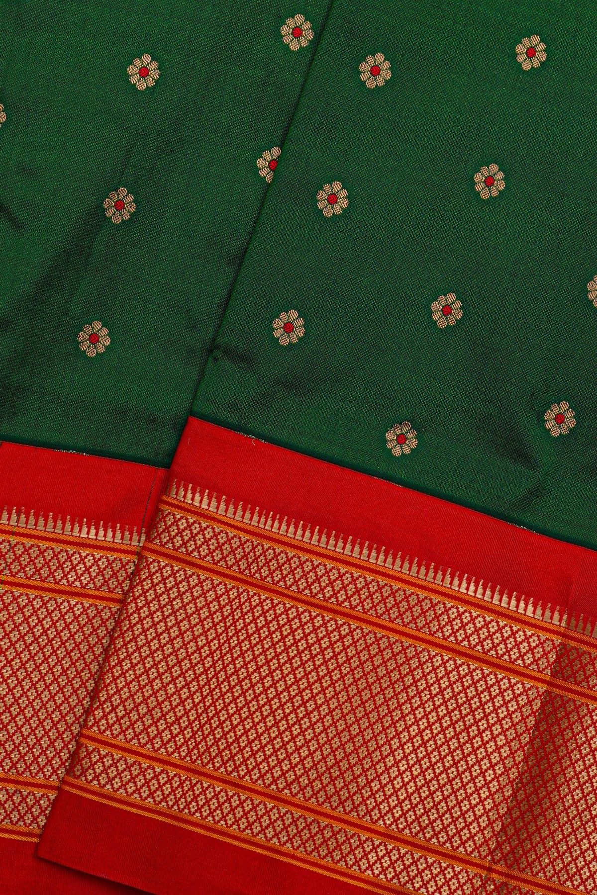 Narayanpet Silk Bottle Green Saree