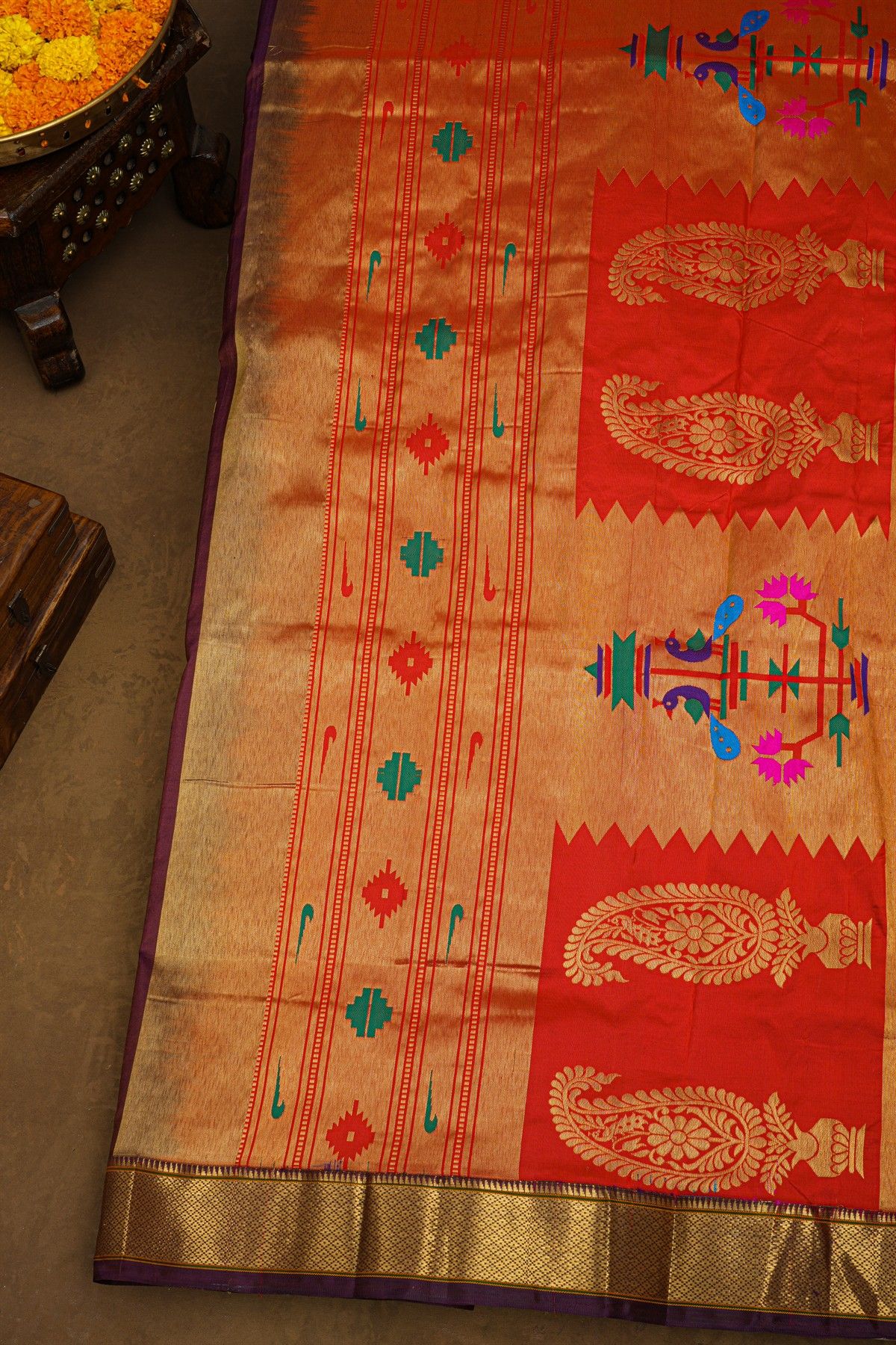 Narayanpet Silk Wine Saree