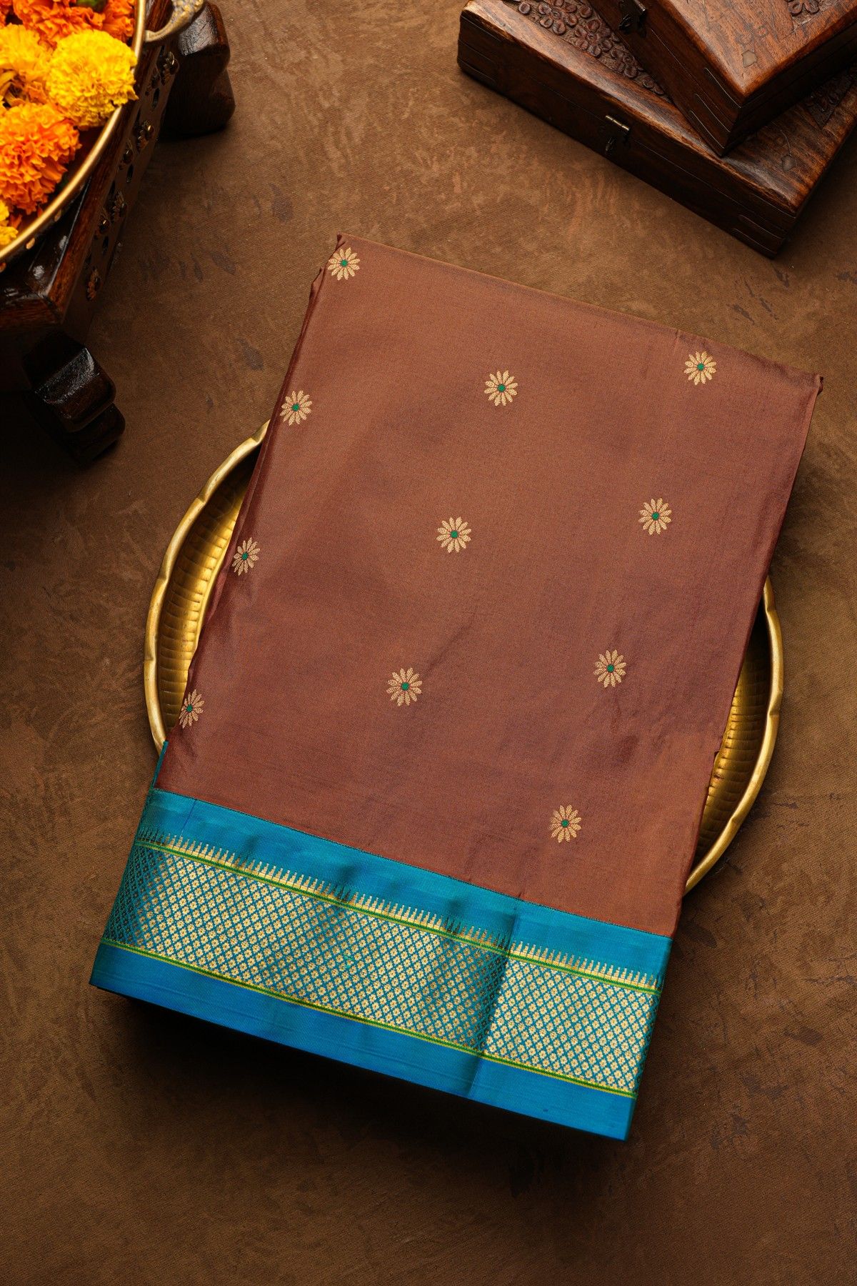 Narayanpet Silk Brown Saree