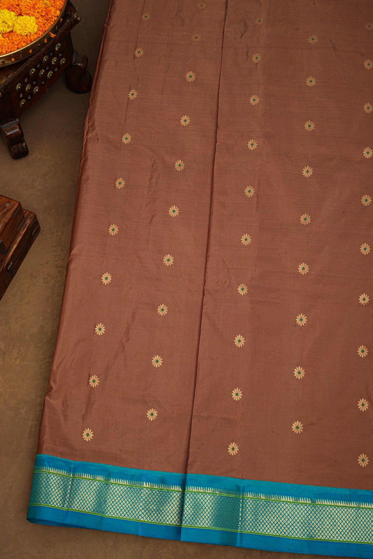 Narayanpet Silk Brown Saree