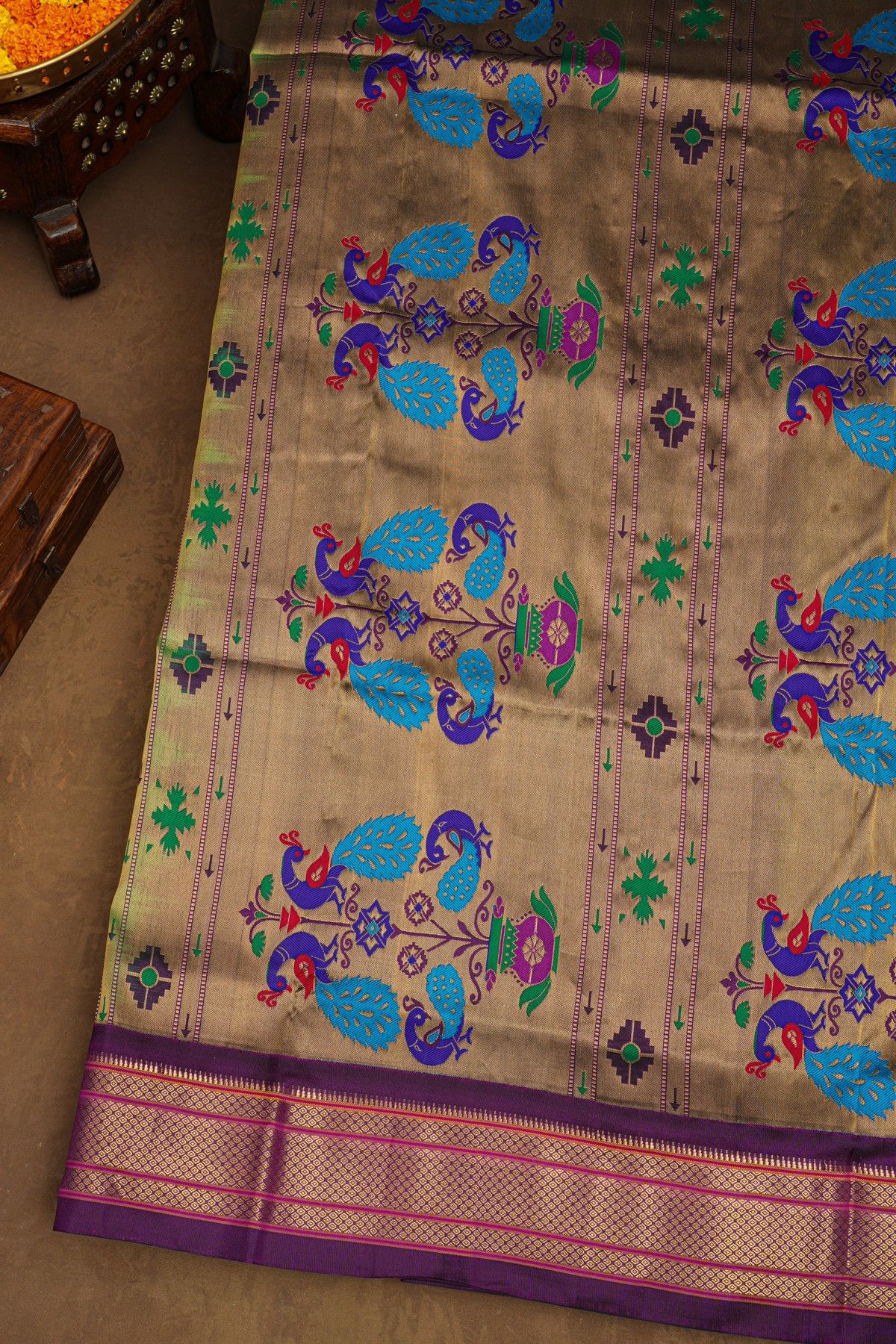 Narayanpet Silk Sea Green Saree