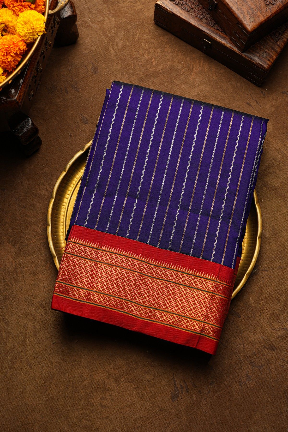Narayanpet Silk Navy Blue Saree