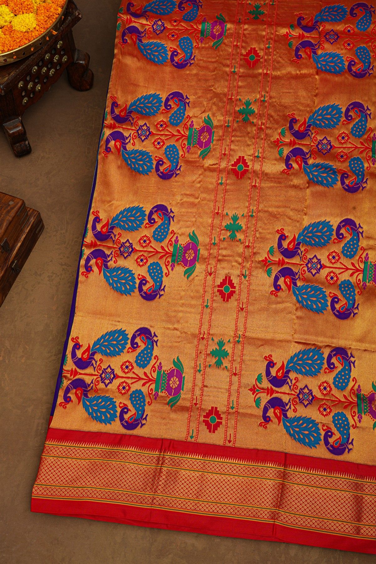 Narayanpet Silk Navy Blue Saree