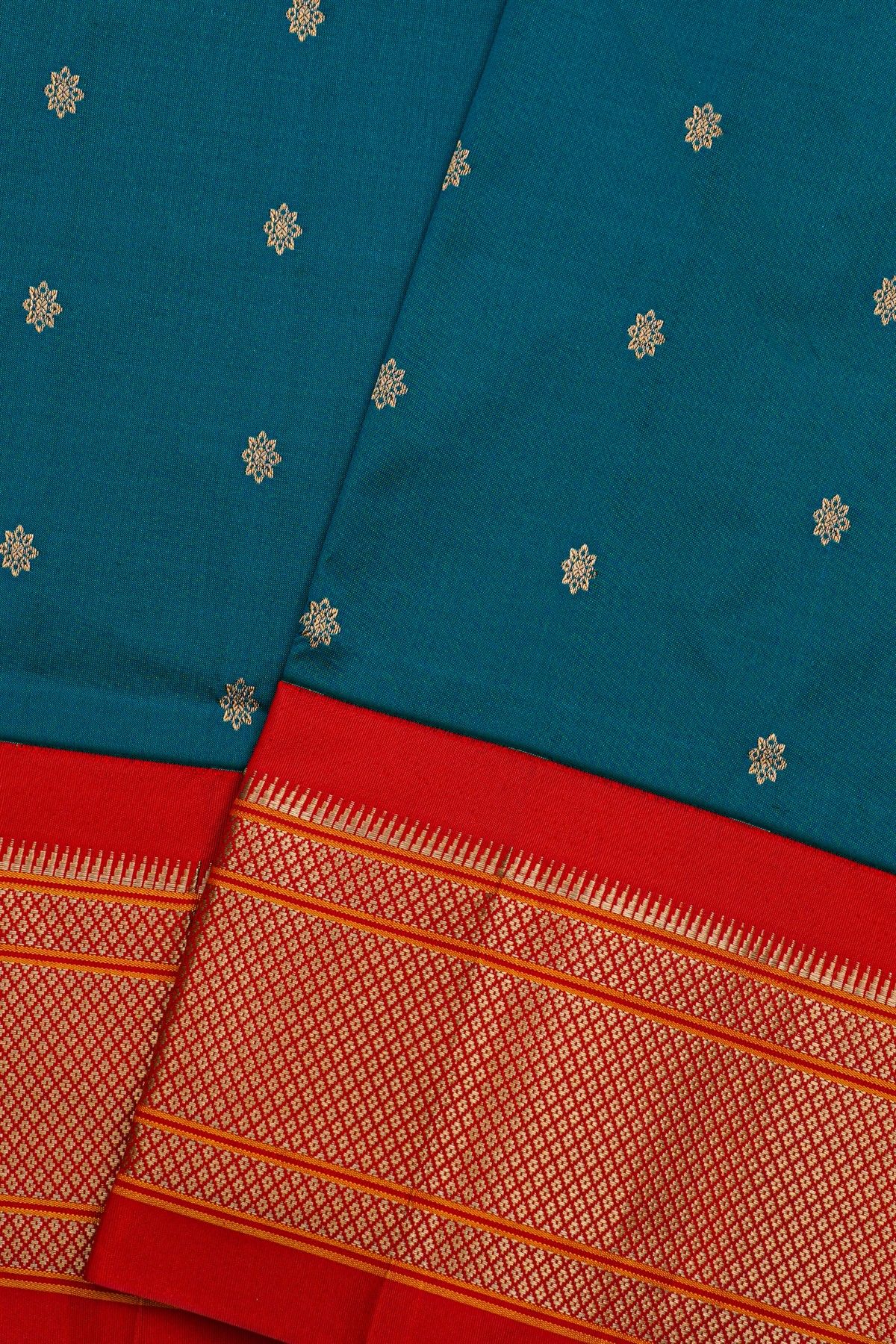 Narayanpet Silk Teal Blue Saree
