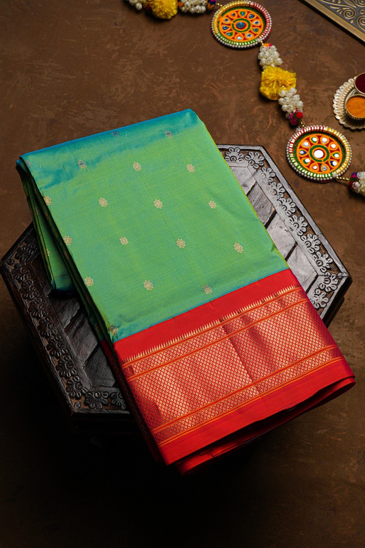 Narayanpet Silk Sea Green Saree