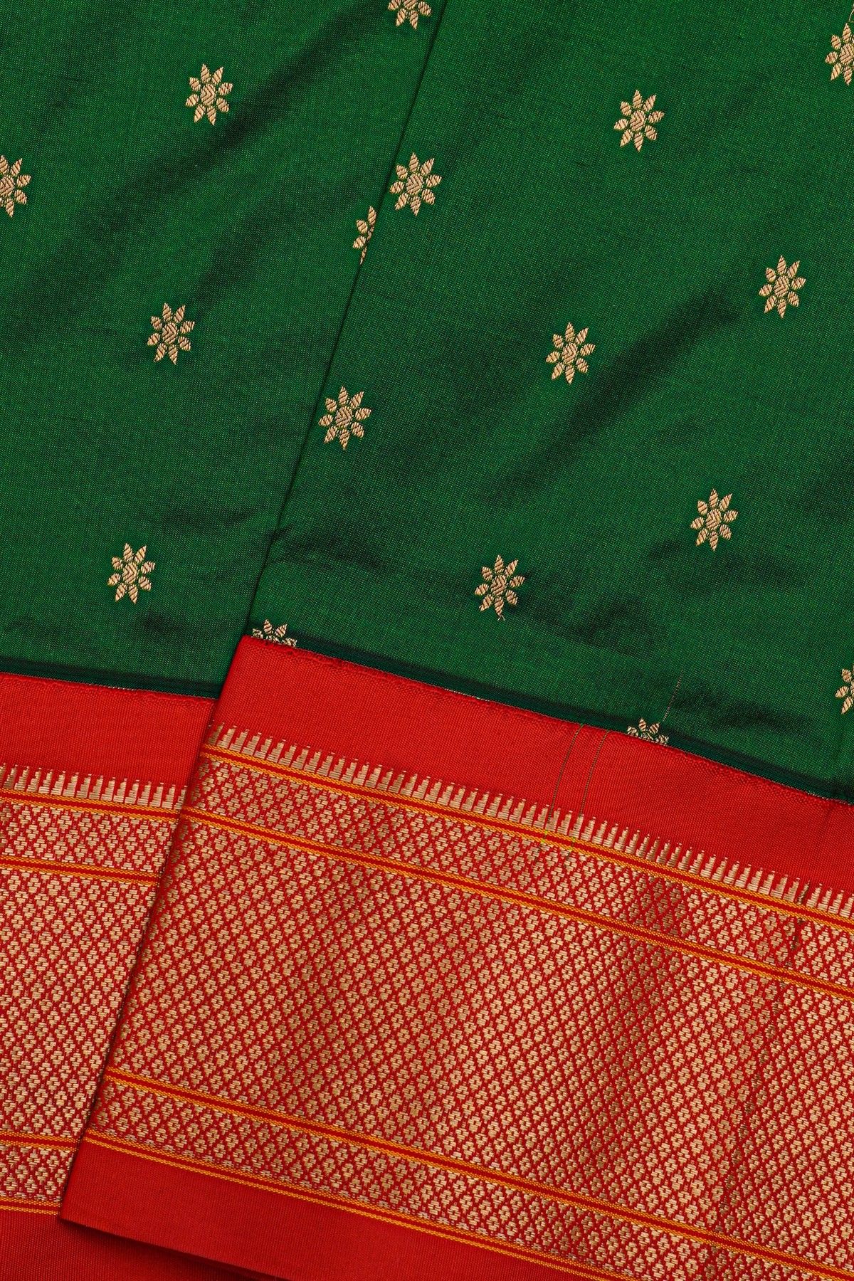 Narayanpet Silk Bottle Green Saree
