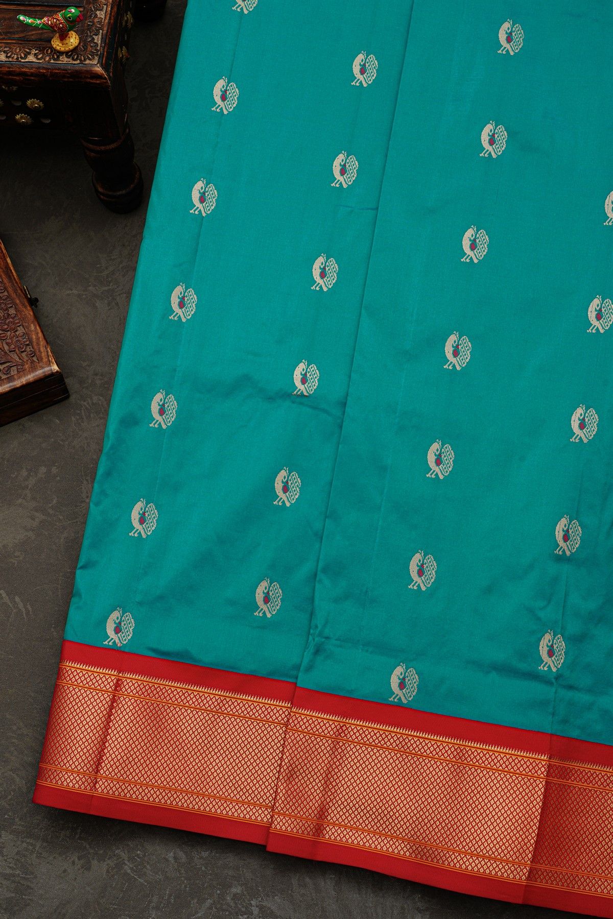 Narayanpet Silk Peacock Blue Saree