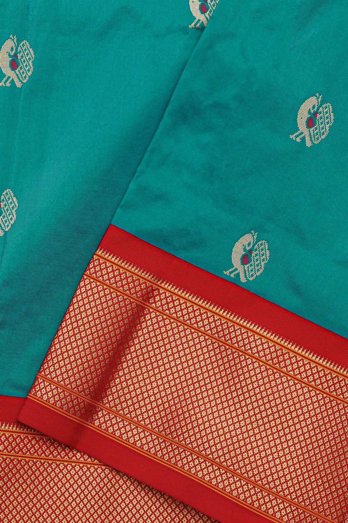 Narayanpet Silk Peacock Blue Saree