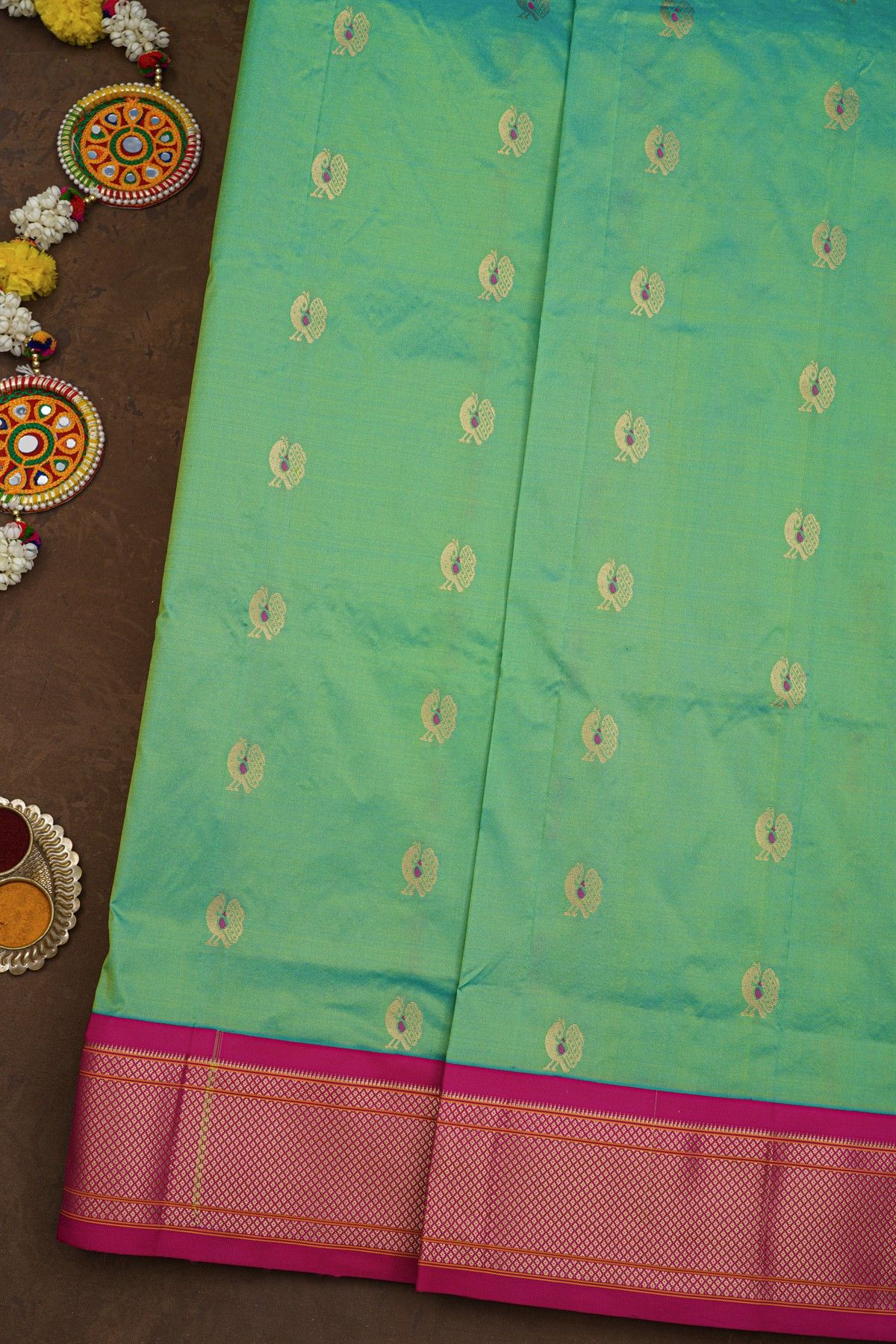 Narayanpet Silk Sea Green Saree