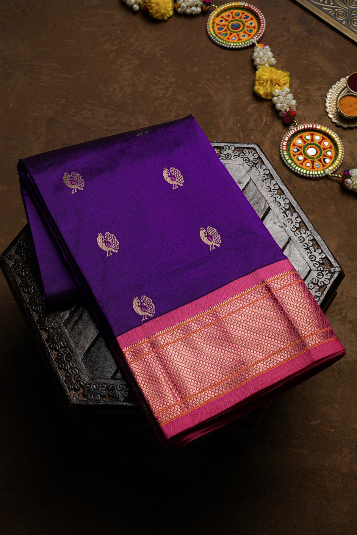 Narayanpet Silk Navy Blue Saree