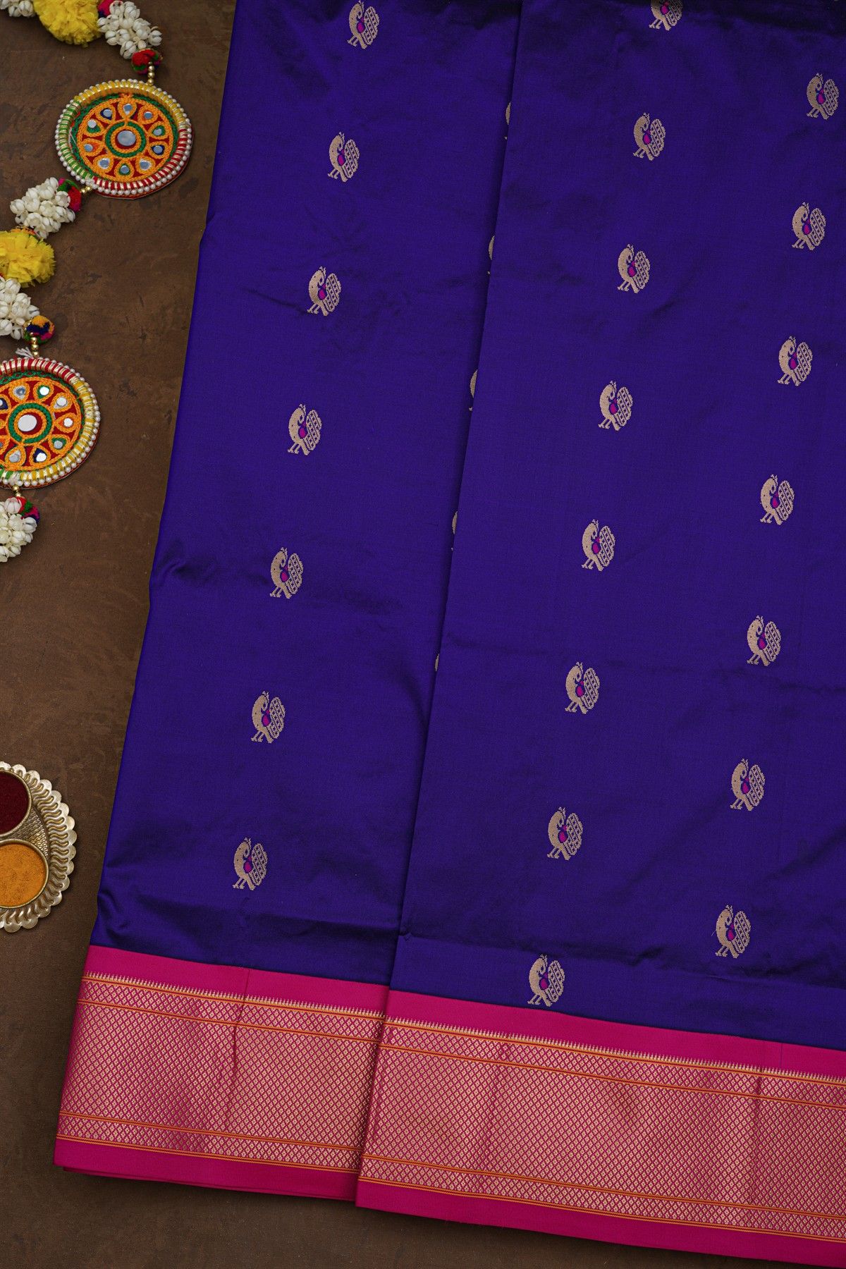 Narayanpet Silk Navy Blue Saree