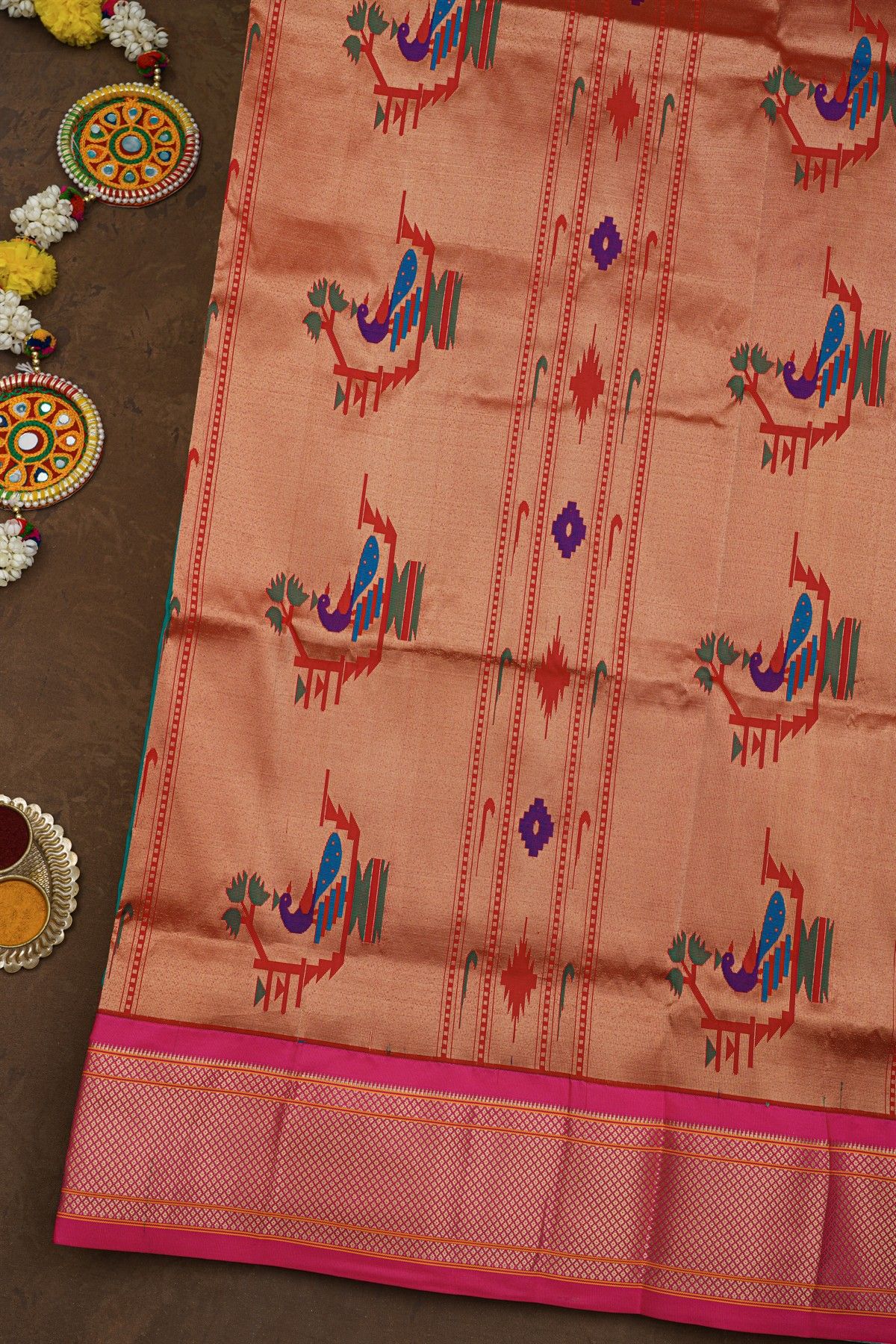 Narayanpet Silk Rama Green Saree