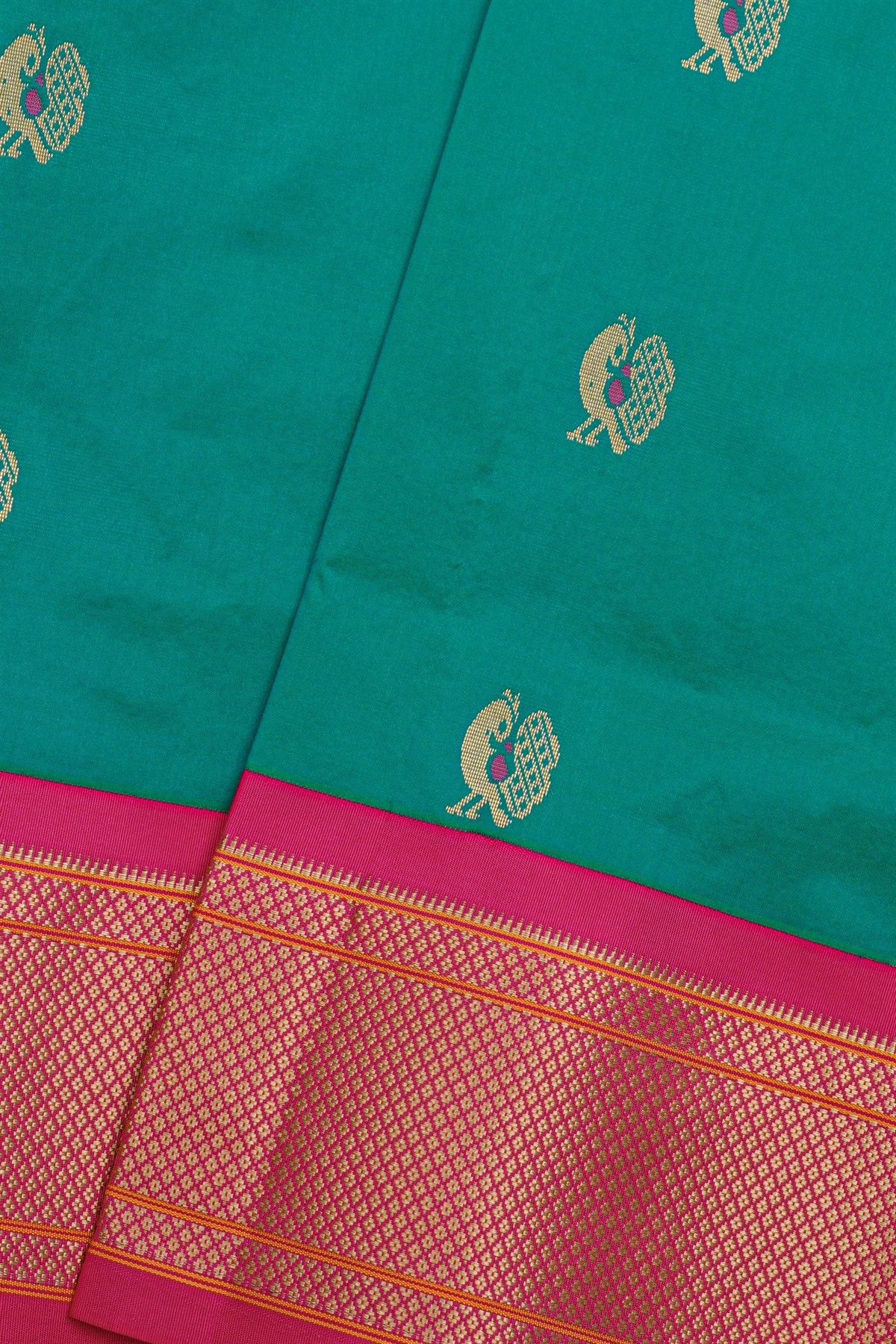 Narayanpet Silk Rama Green Saree