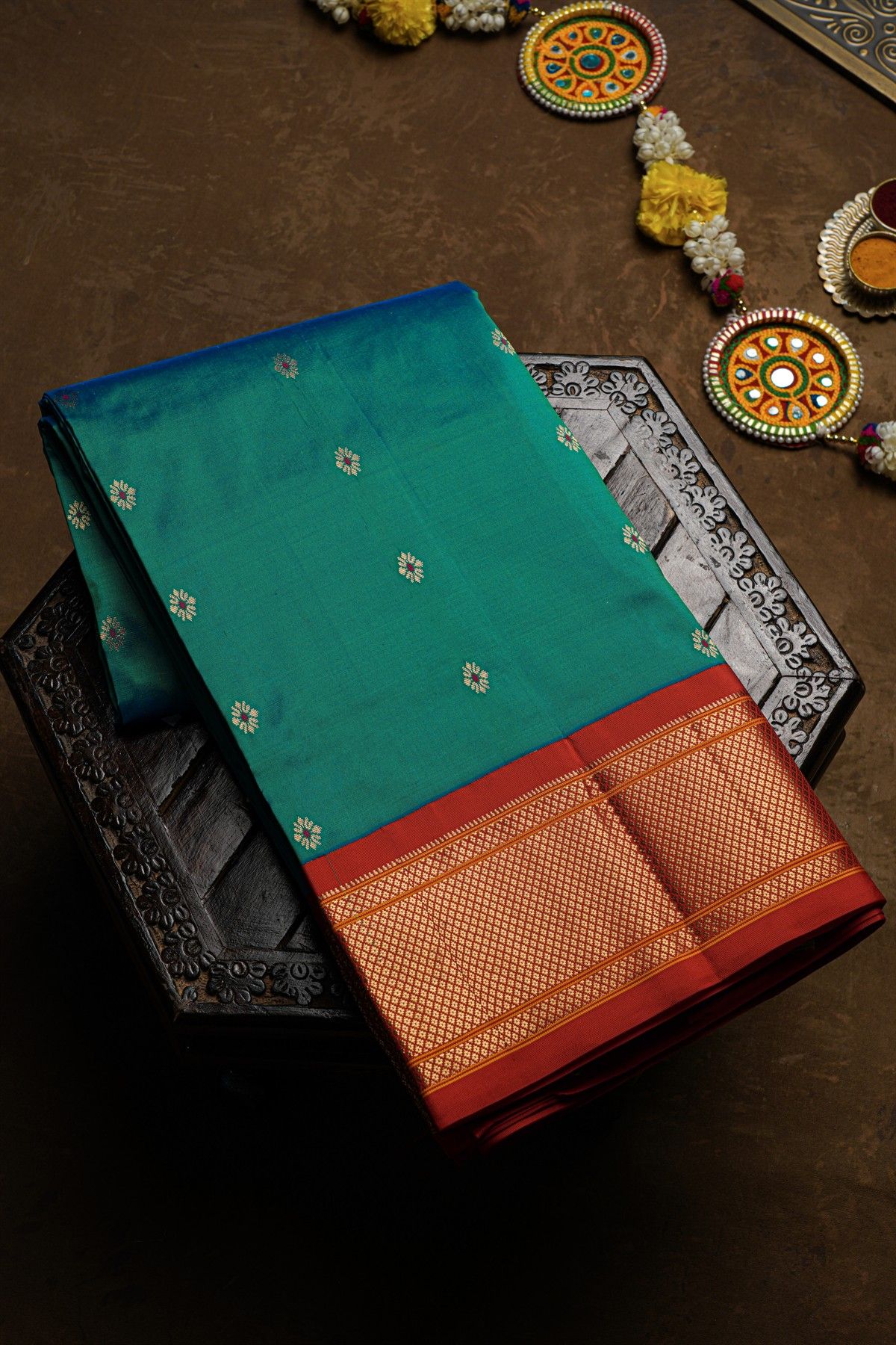 Narayanpet Silk Sea Blue Saree