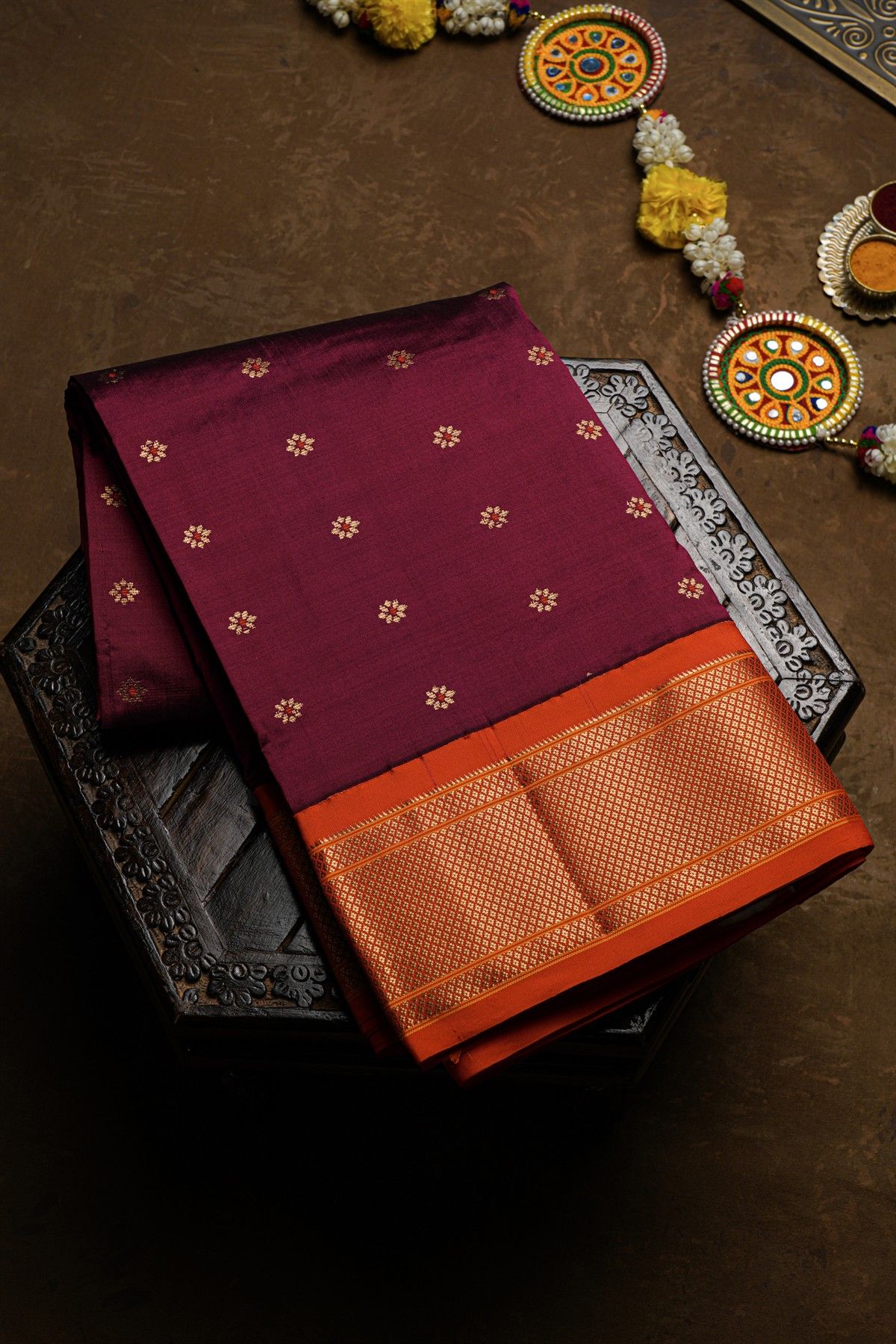 Narayanpet Silk Wine Saree