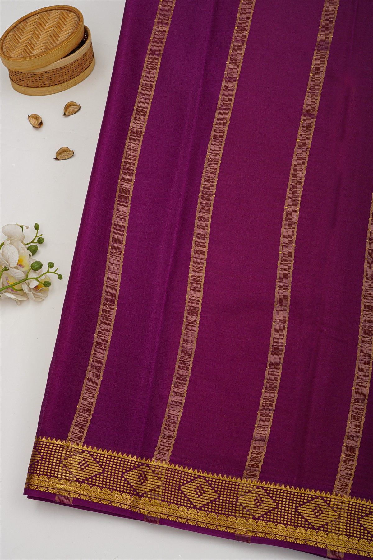 Mysore Crepe Yellow Saree