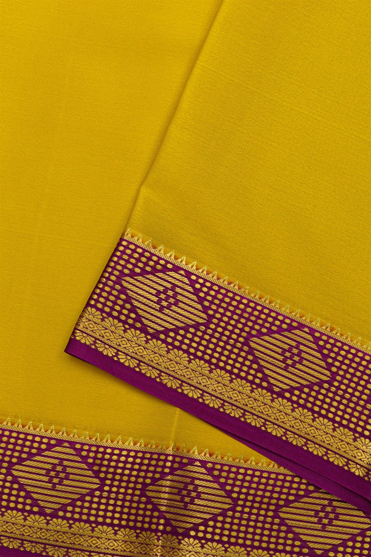 Mysore Crepe Yellow Saree