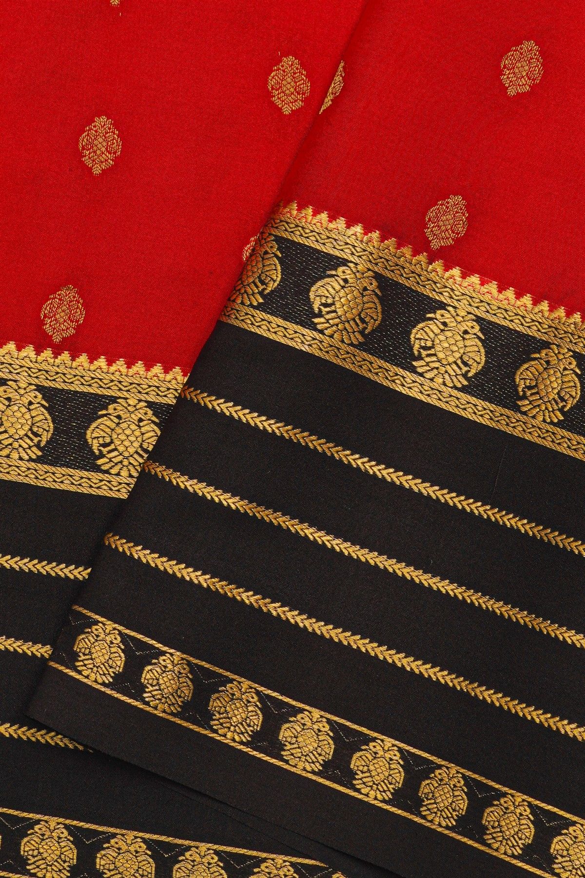 Mysore Crepe Red Saree