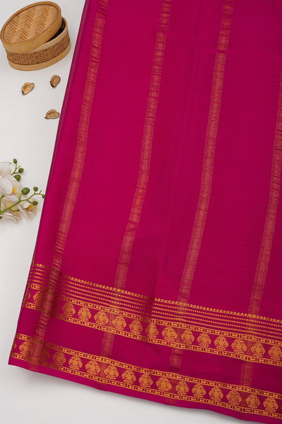 Mysore Crepe Dusty Pink Saree