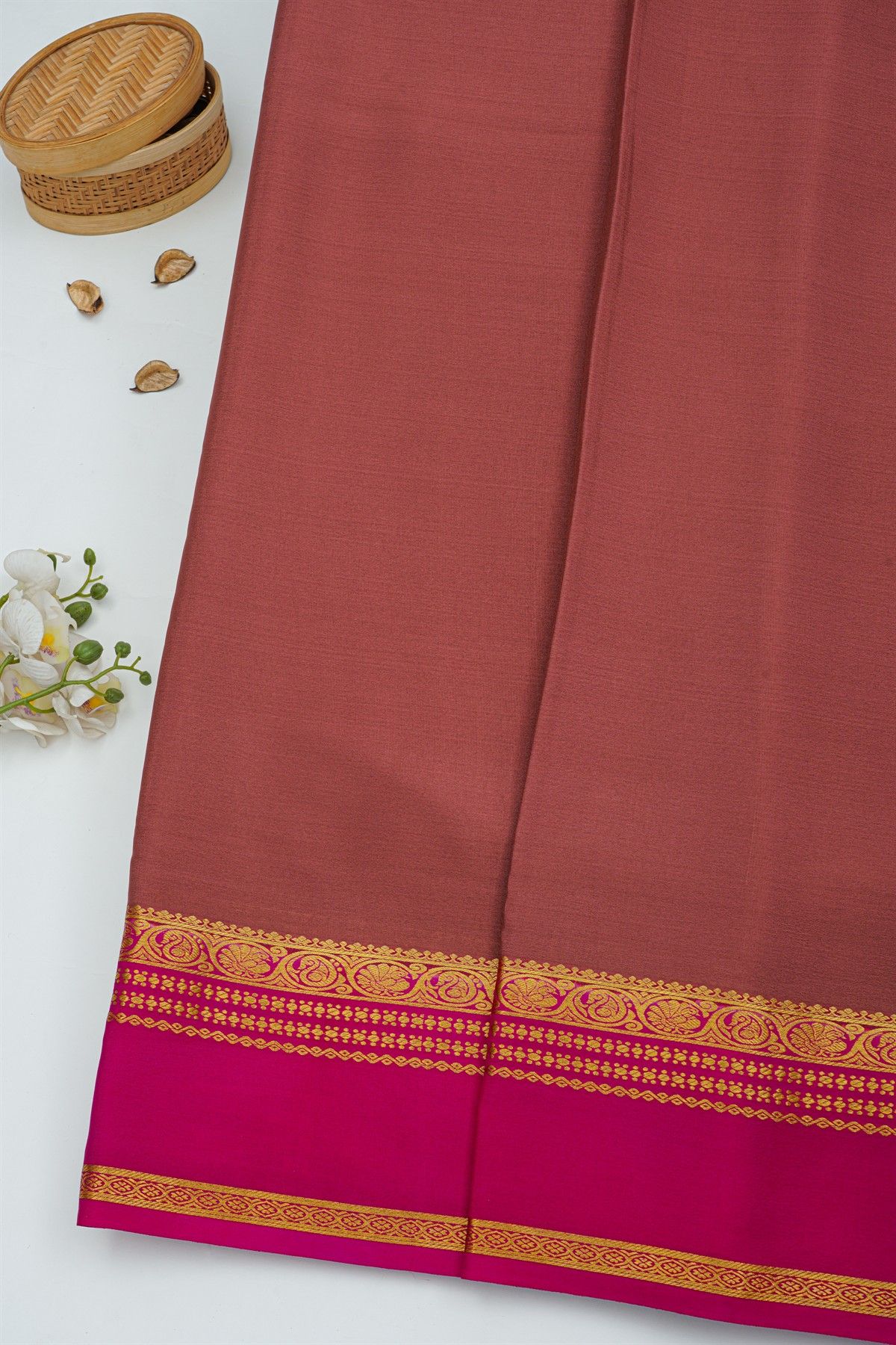 Mysore Crepe Coral Saree