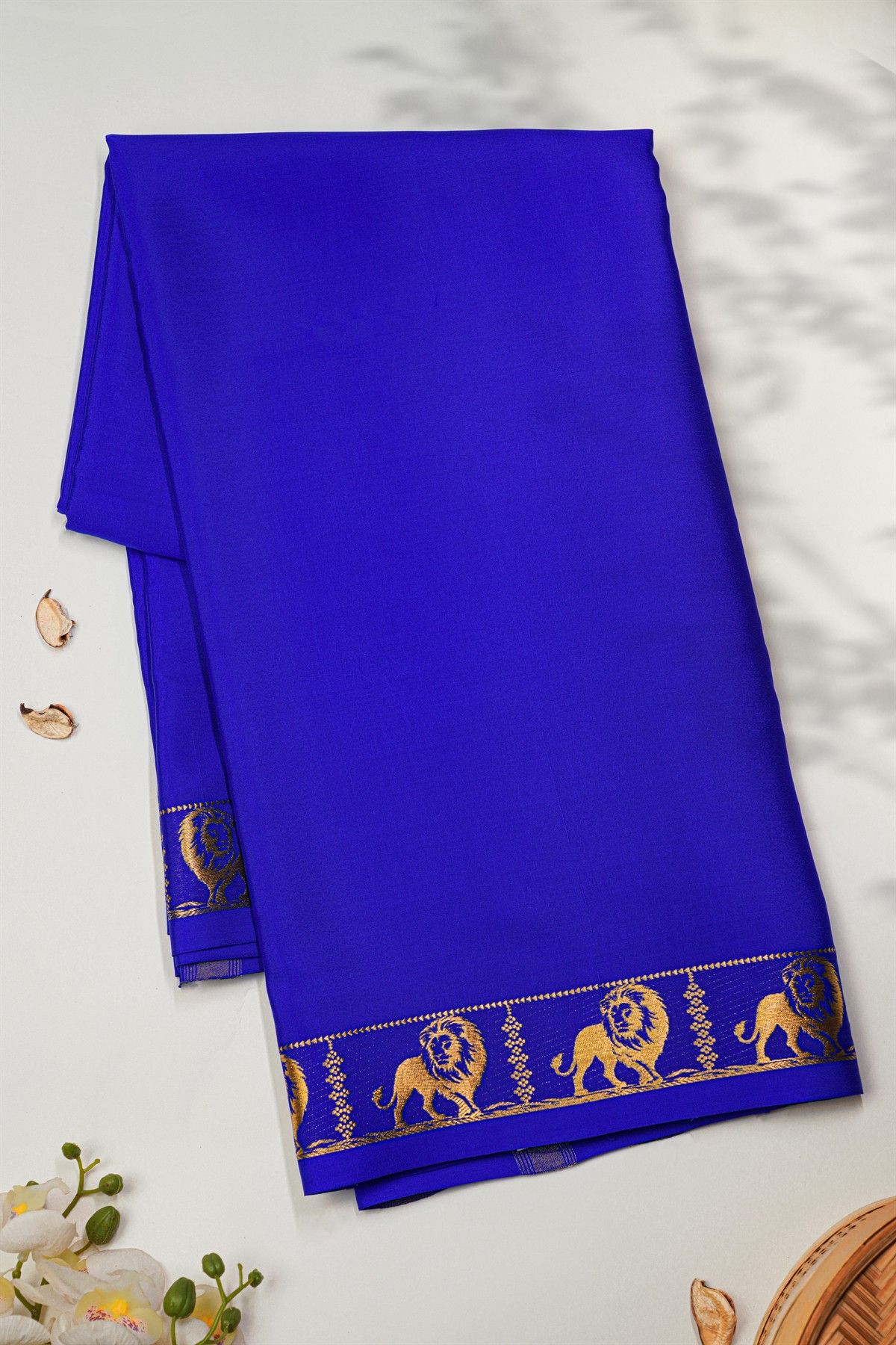Mysore Crepe Royal Blue Saree
