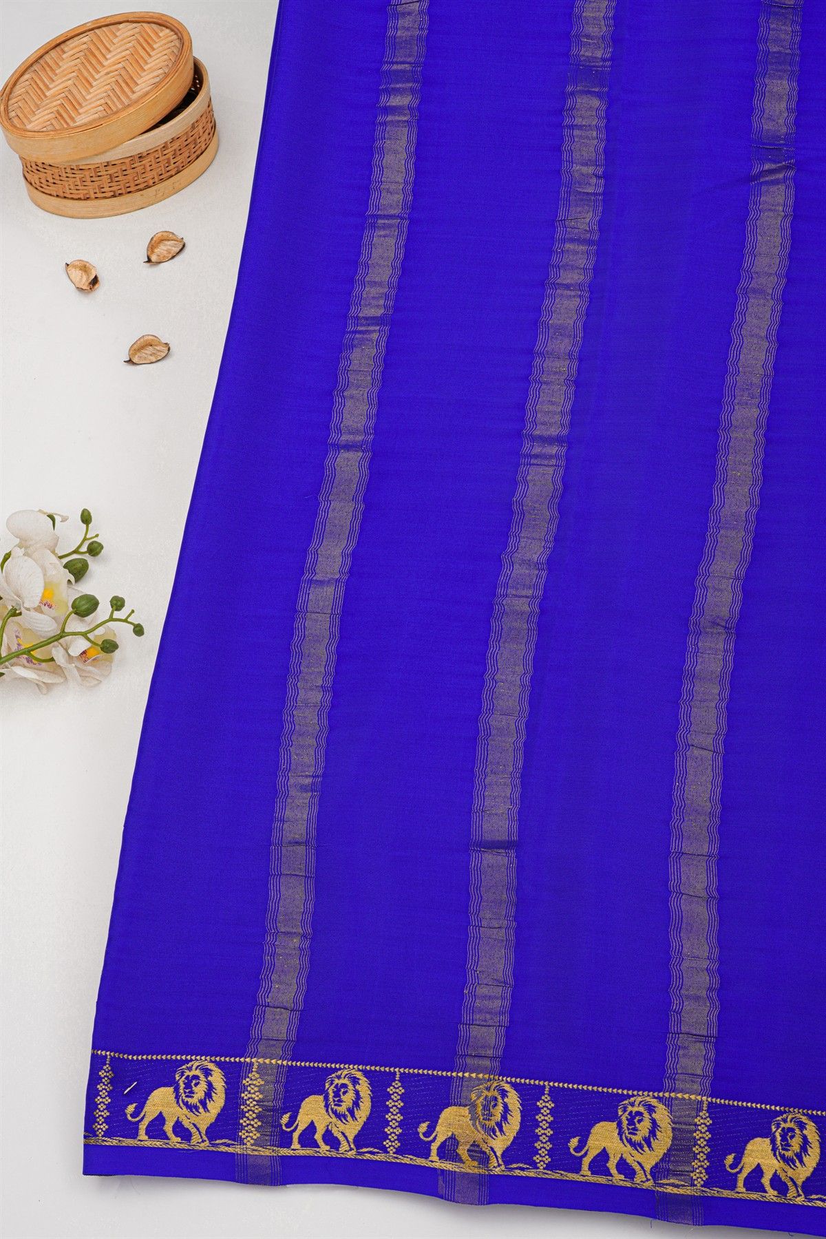 Mysore Crepe Royal Blue Saree