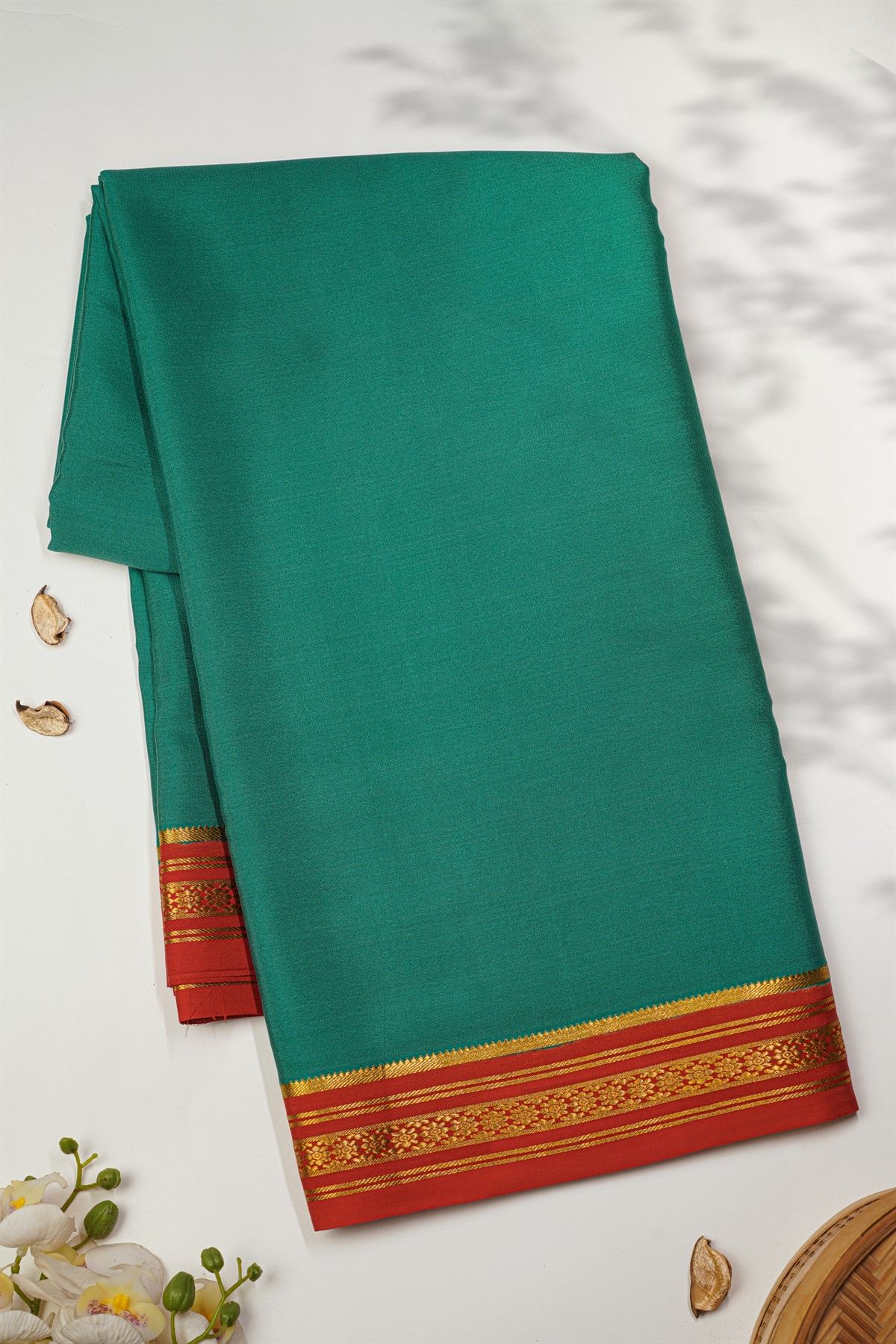 Mysore Crepe Sea Green Saree