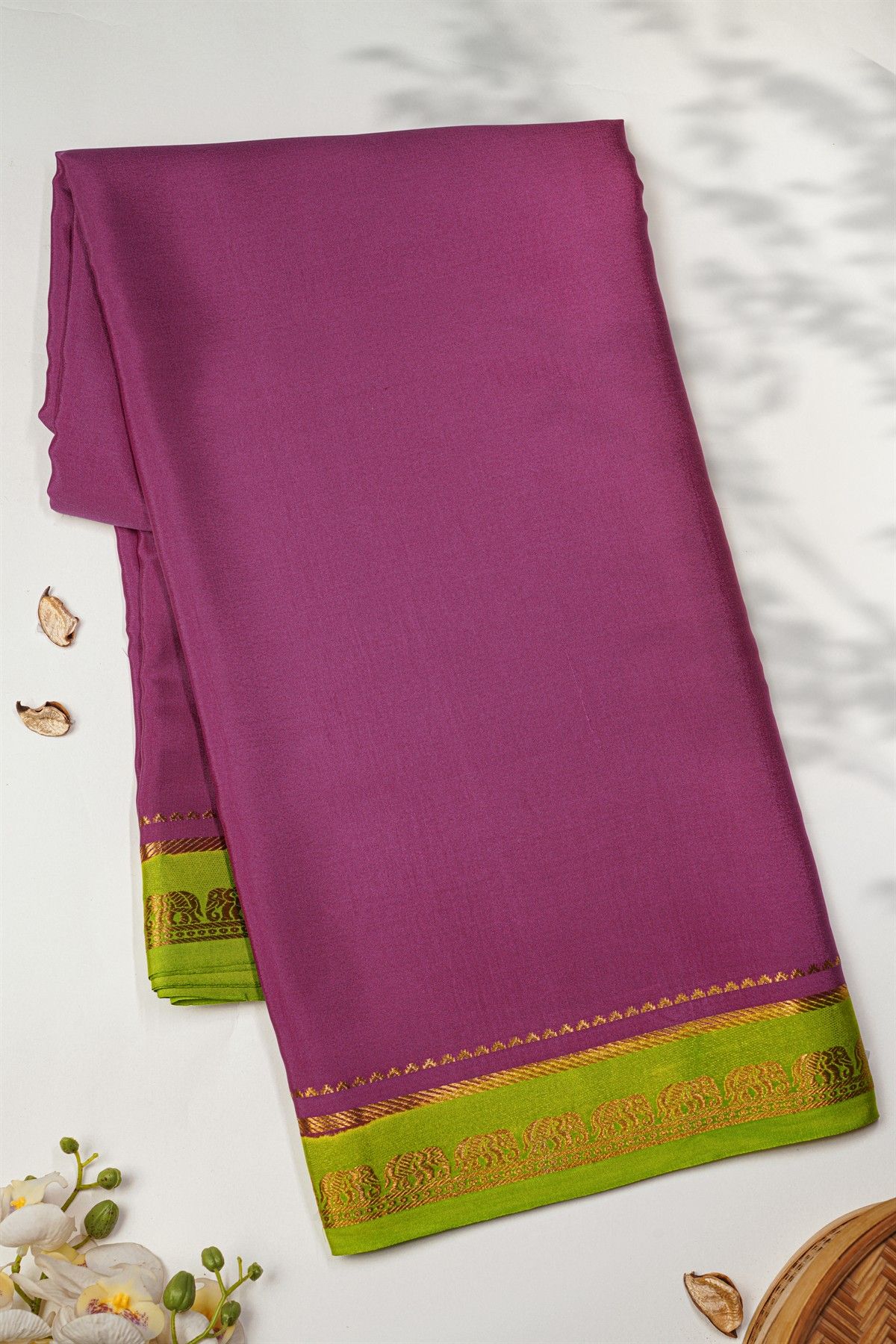 Mysore Crepe Purple Saree