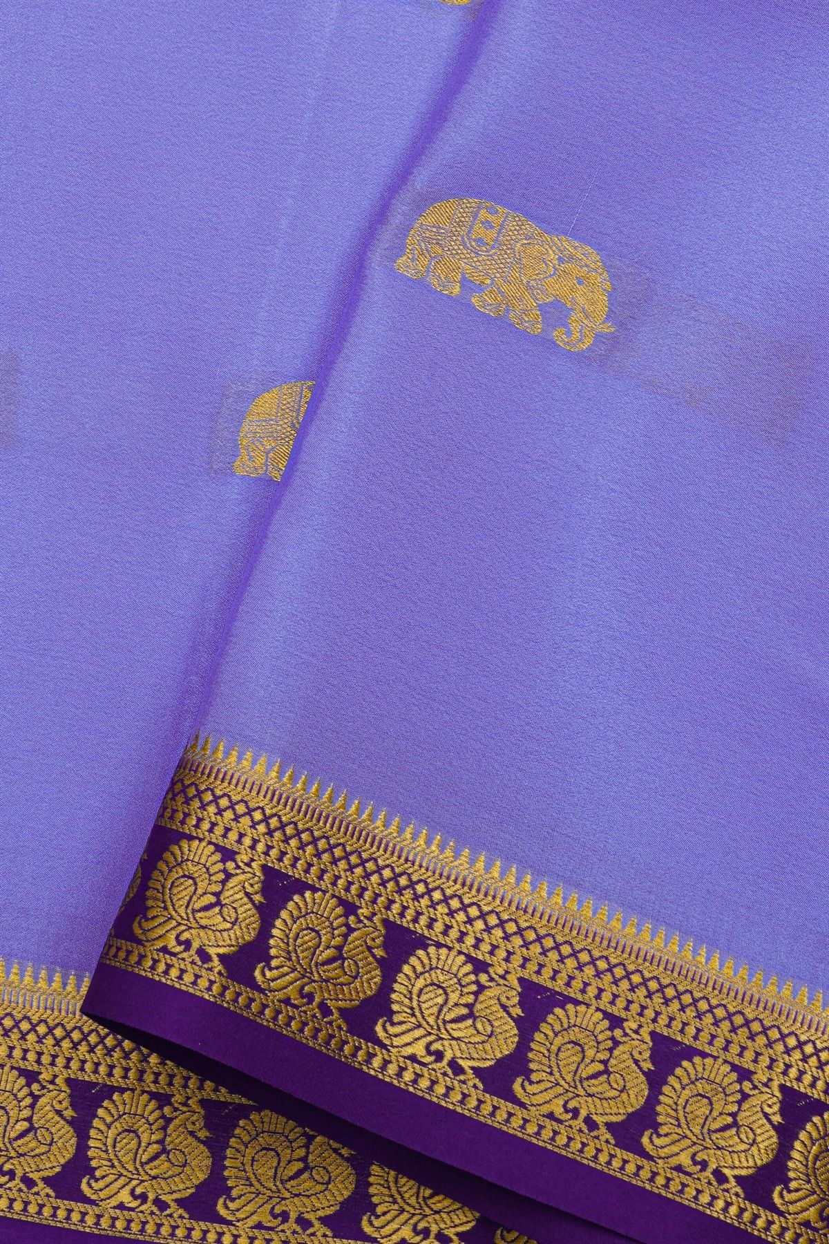 Mysore Crepe Powder Blue Saree
