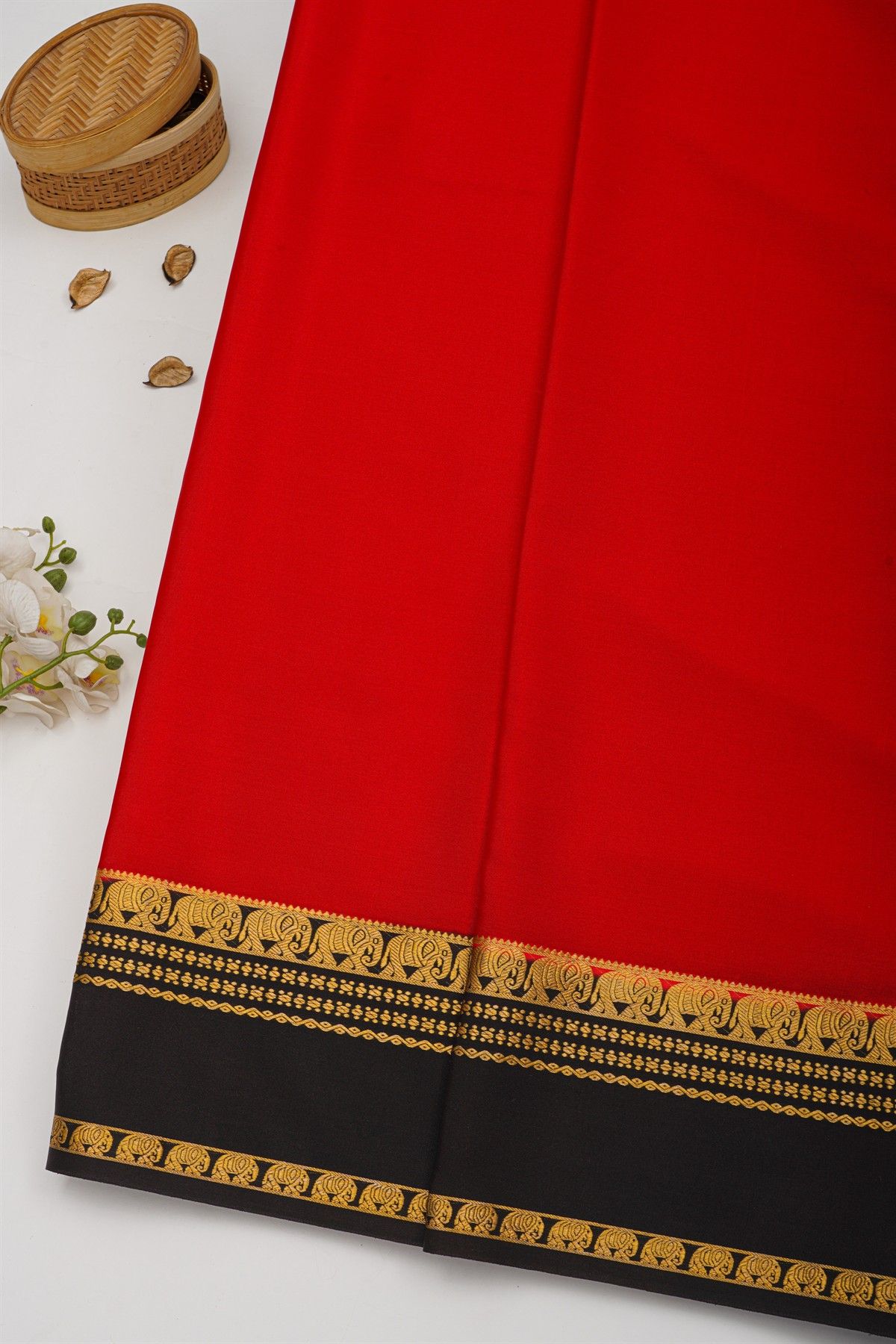 Mysore Crepe Red Saree