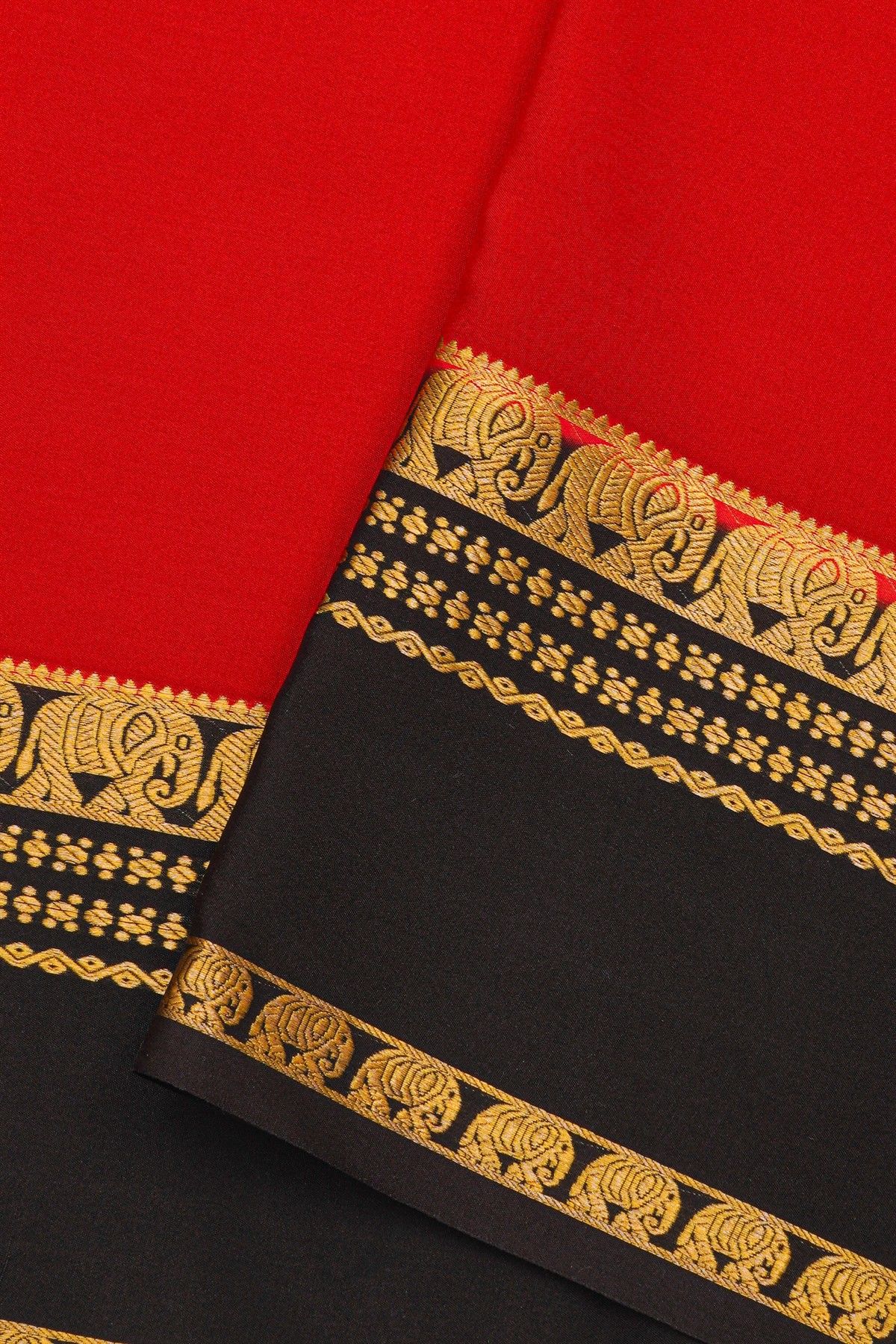Mysore Crepe Red Saree