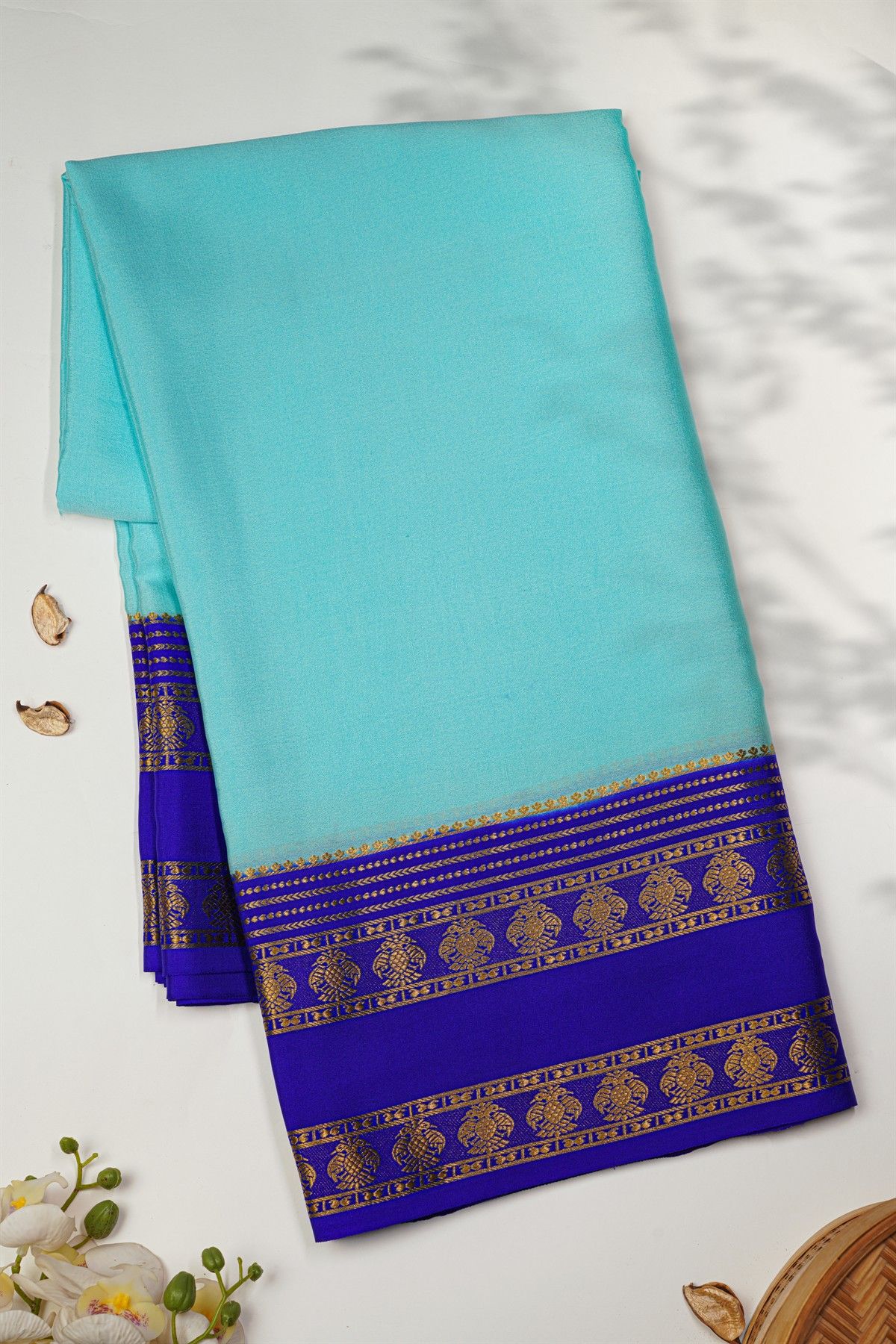 Mysore Crepe Sky Blue Saree