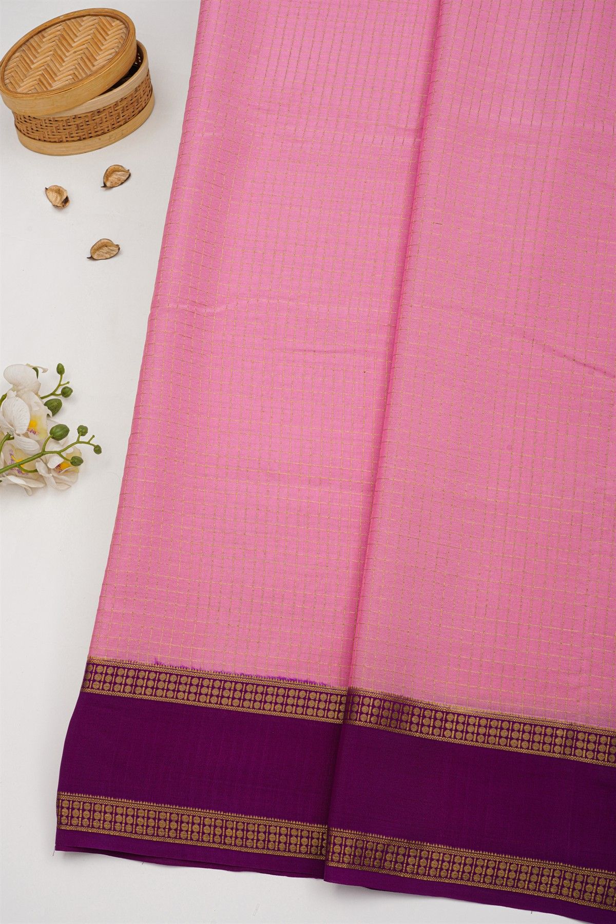 Mysore Crepe Pink Saree
