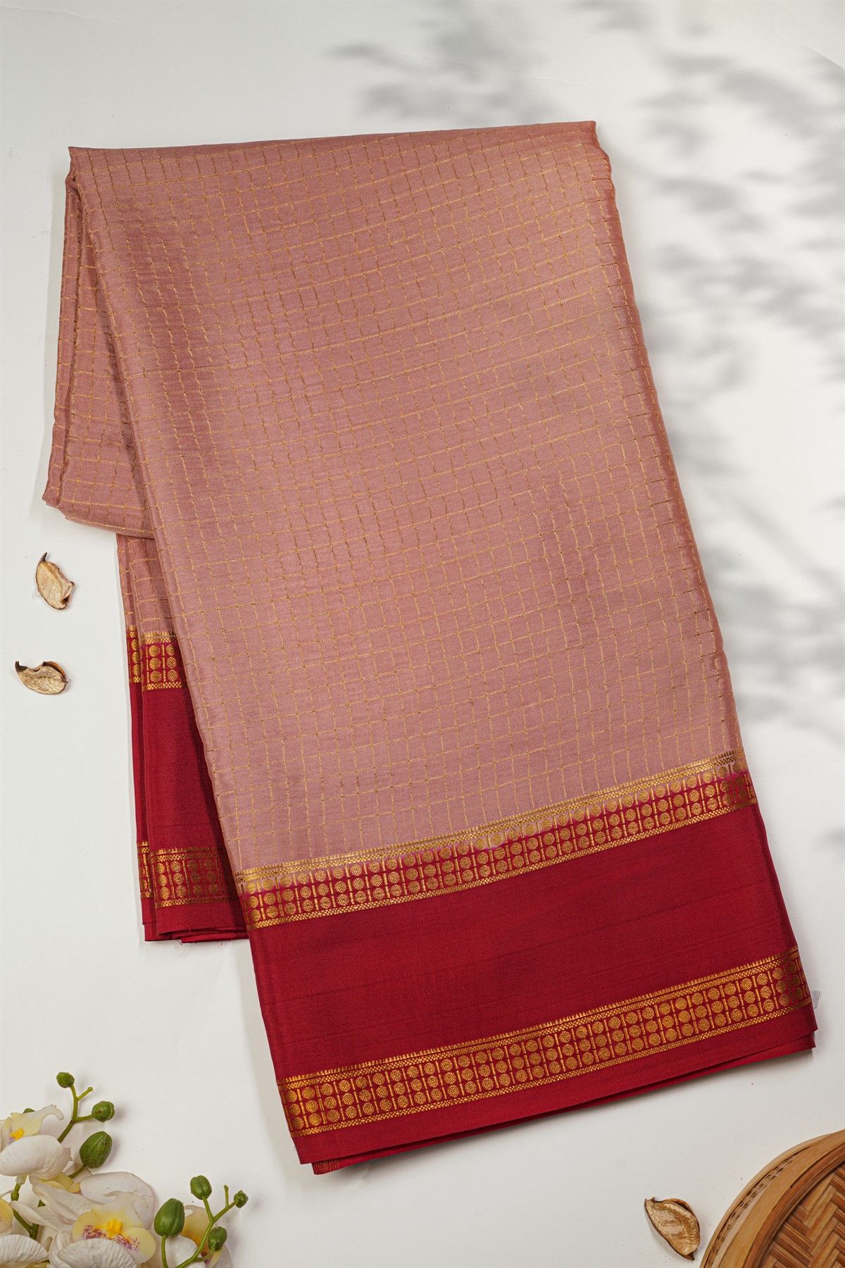 Mysore Crepe Onion Pink Saree