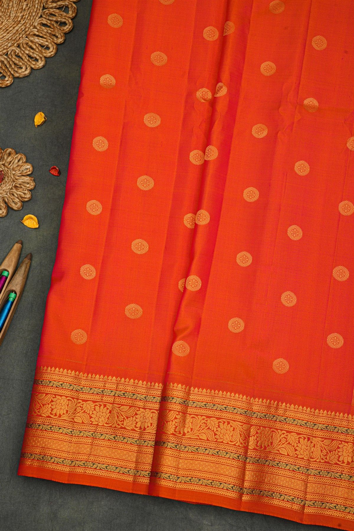 Gadwal Silk Orange Saree