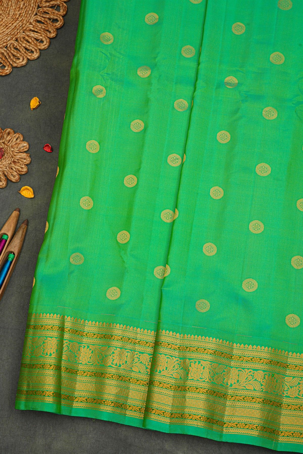 Gadwal Silk Sea Green Saree