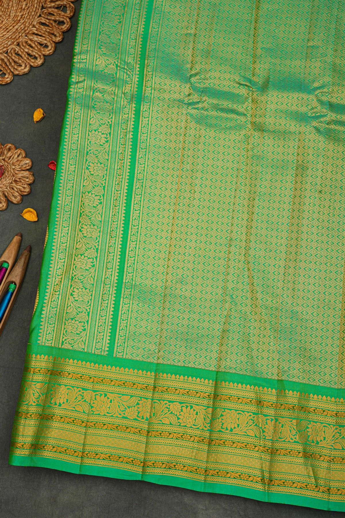 Gadwal Silk Sea Green Saree